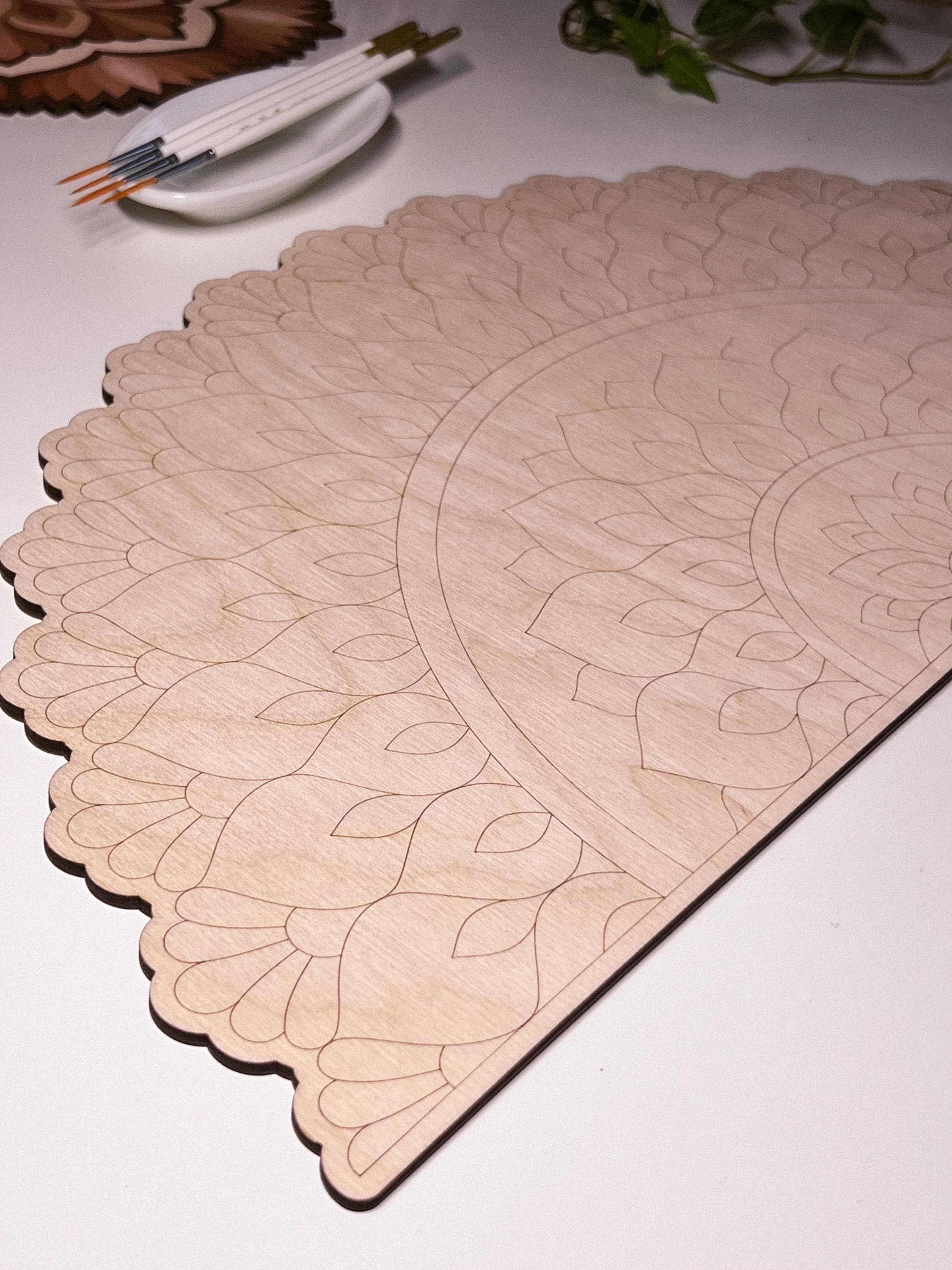 Wooden Mandala Board for Adult Coloring: DIY Art Therapy, Wall Decor, Painting Craft Kit