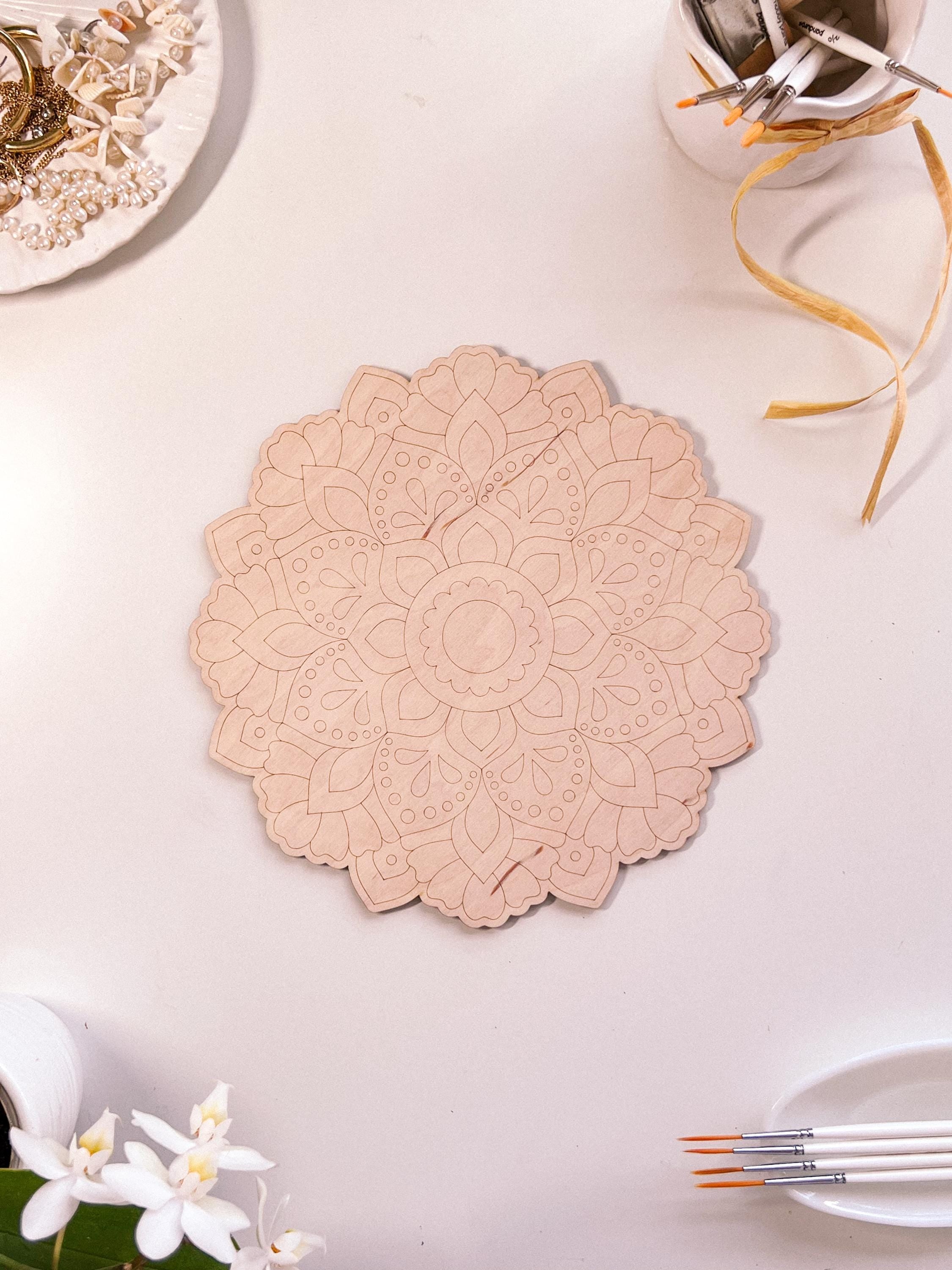 Holzmandala zum Ausmalen, Kunsttherapie, DIY-Basteln, Malen für Erwachsene, Wandkunst, Malerei, Heimdekoration, einfache Zeichnung, Malbretter, Mandala-Kunst