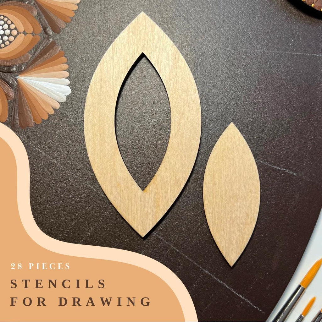 Zeichenschablonen, Dot-Art-Werkzeuge, Holzformen, Mandala-Kunstzubehör, Durchpauschablonen, Musterbildung, geometrische Figuren, Zeichenset