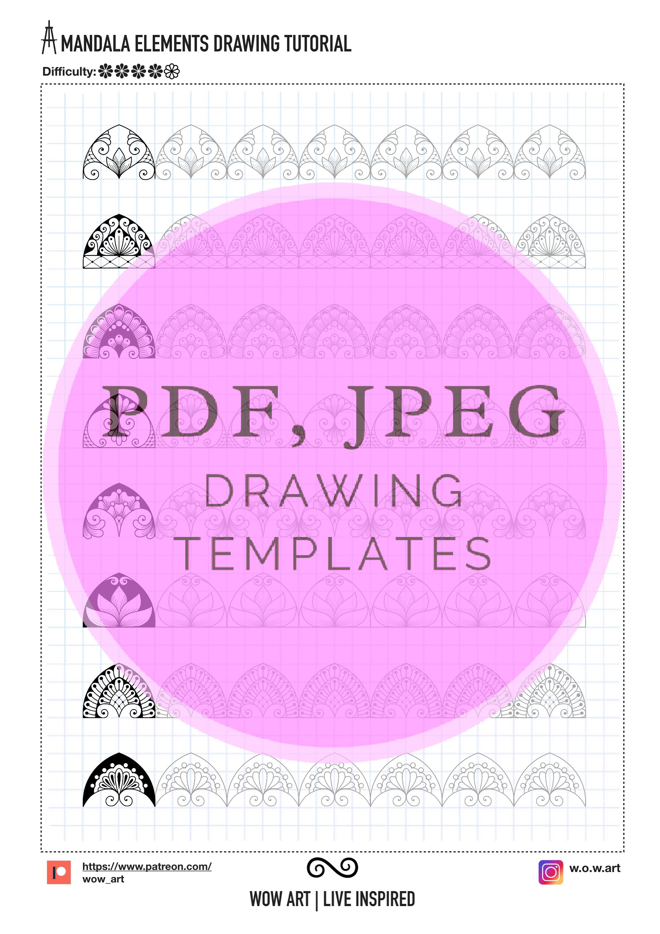6. Fortgeschrittene Muster Trainingsblätter! Pdf, jpeg. Mandala-Kunst, Ornamente, digitales Papier, sofortige Downloads, handgemacht, Kunsttherapie, Kalligraphie