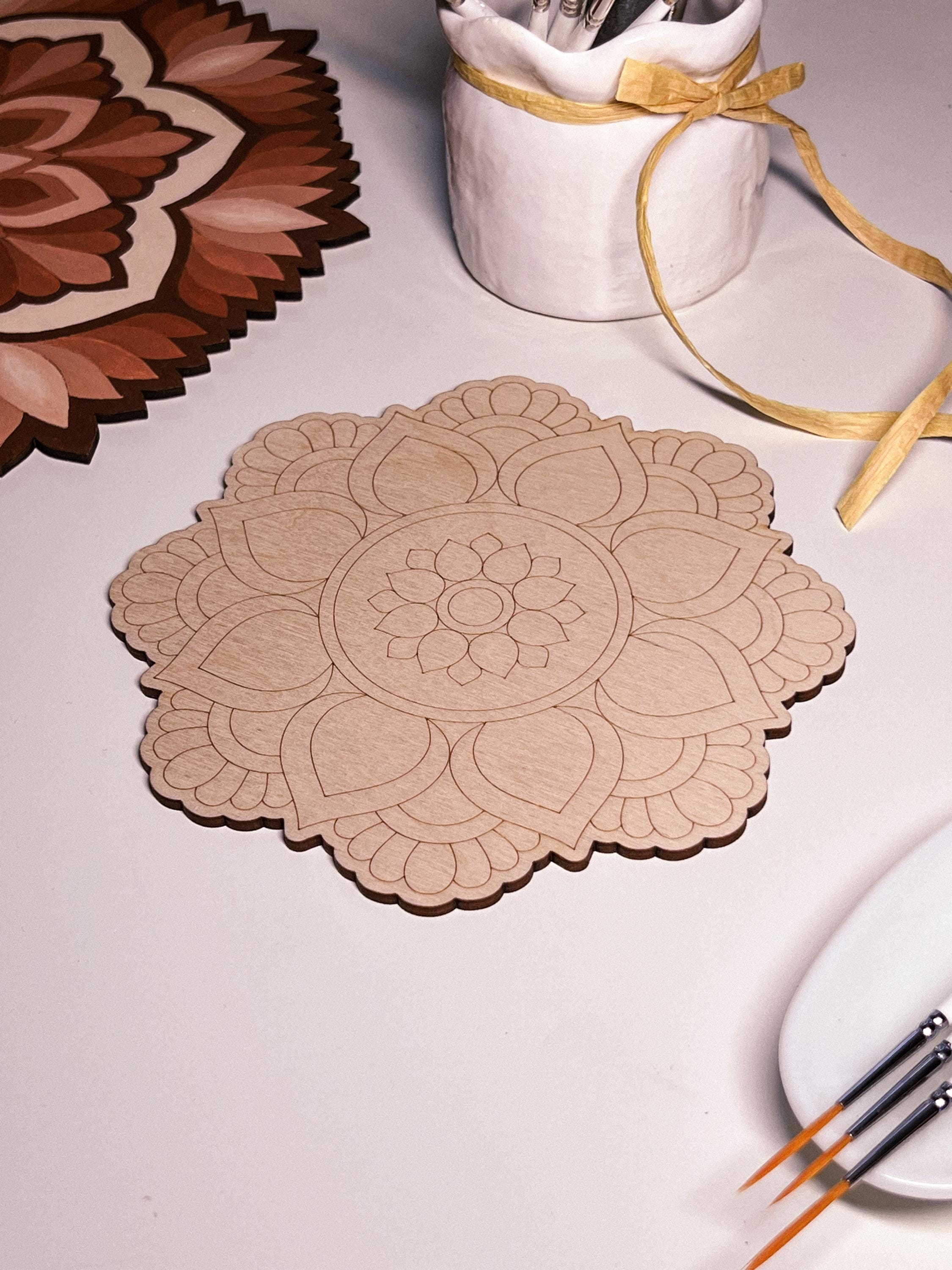 Wooden mandala for coloring, Art therapy, DIY craft, adult coloring, wall art, painting, home decor,easy drawing,coloring boards,mandala art