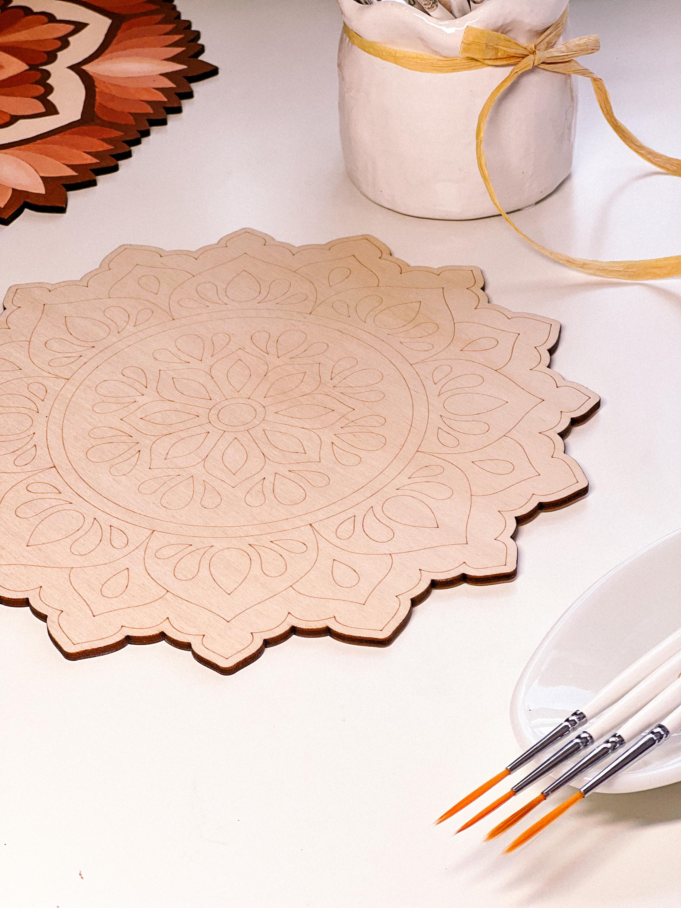 Wooden mandala for coloring, Art therapy, DIY craft, adult coloring, wall art, painting, home decor,easy drawing,coloring boards,mandala art