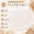 Blumenschablonen-Set #8 | 20 florale Designs in 3 Größen | Wiederverwendbare, flexible Kunststoffschablonen | Rose, Pfingstrose, Lilie für Mandala-Kunst, DIY, Basteln