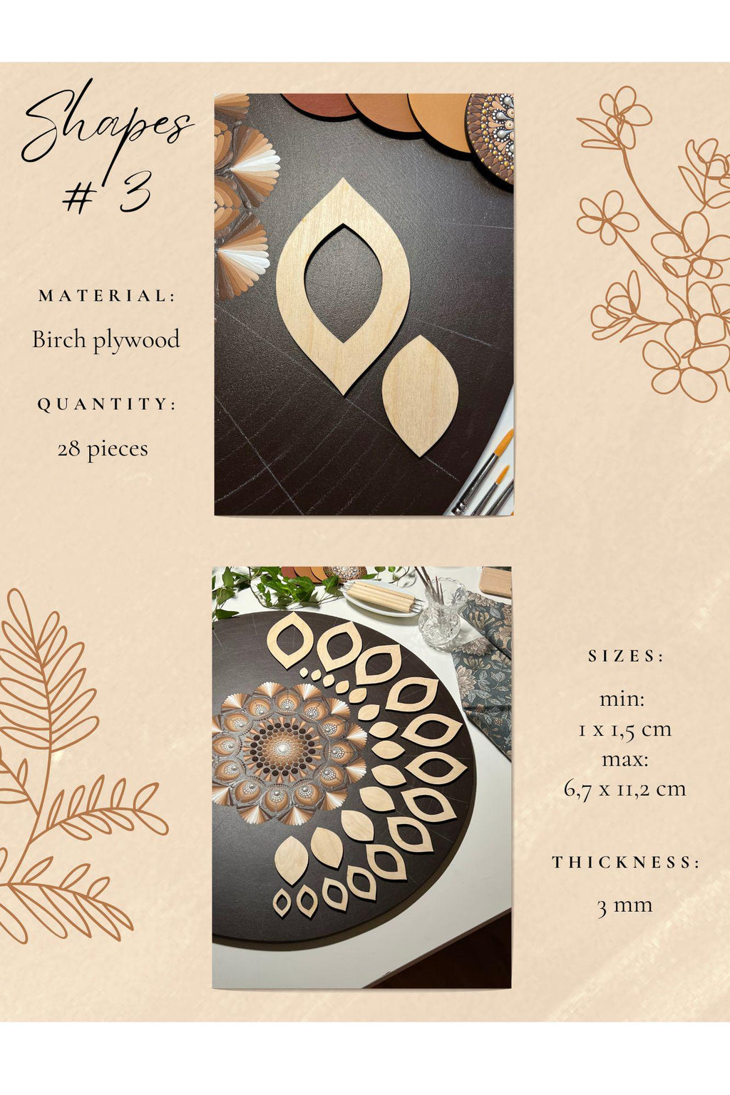 Zeichenschablonen, Dot-Painting-Werkzeuge, Holzformen, Mandala-Zubehör, Pausschablonen, Musterbau, geometrische Figuren, Zeichenset