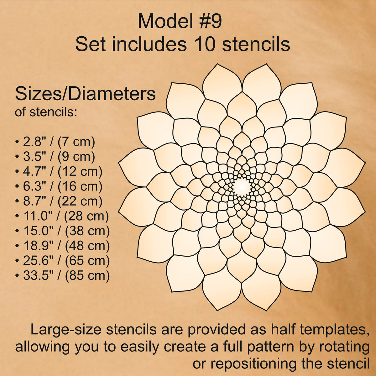 Flexibles Mandala-Schablonen-Set für Malerei & 3D-Effekt | Wiederverwendbare Mandala-Vorlagen zum Zeichnen, Boho-Kunstwerkzeug, DIY, Dabbing-Kunst