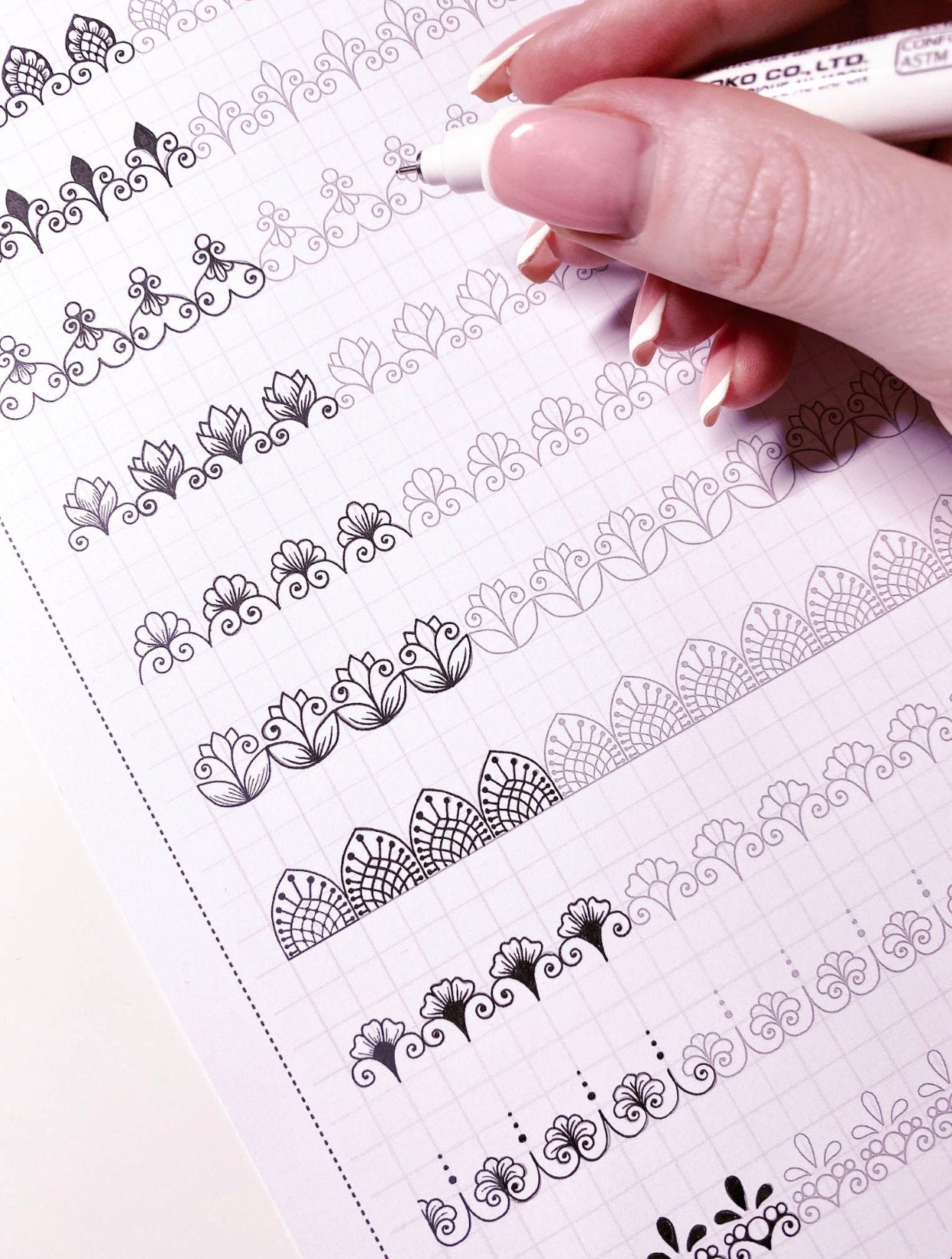 3.Einfache Muster-Übungsblätter Teil 1! Pdf, Jpeg. Mandala-Kunst, Digitalpapier, Sofort-Downloads, handgemacht, Kunsttherapie, Kalligrafie