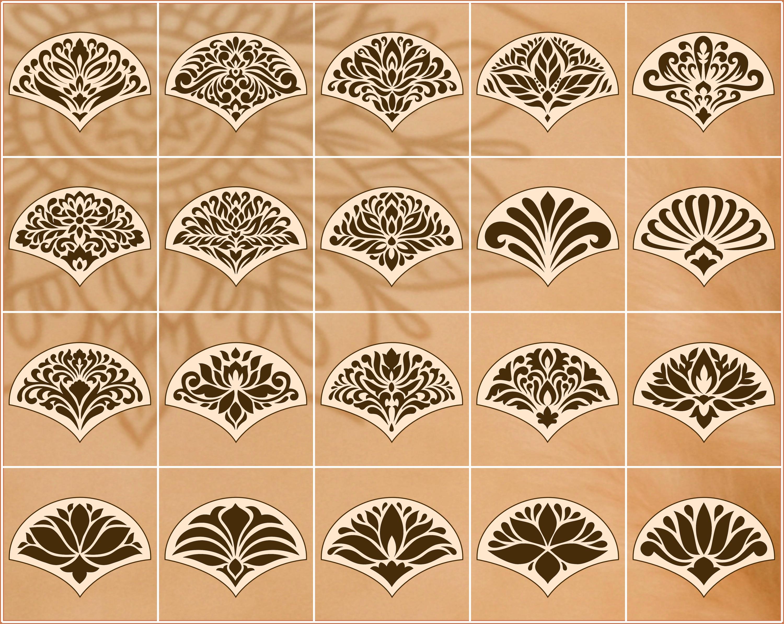 Flexibles Schablonen-Set #5: 20 aufwendige Designs in 3 Größen. Wiederverwendbare Schablonen für Mandalas, dekorative Muster, Dot Painting & DIY Kunst