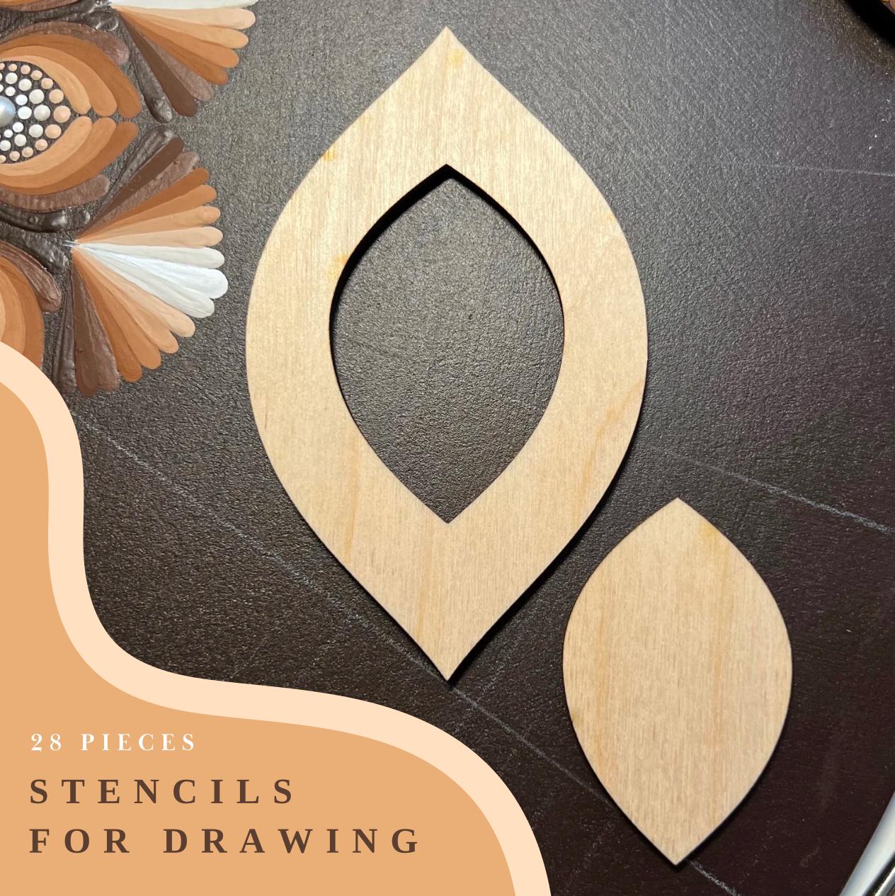 Zeichenschablonen, Dot-Painting-Werkzeuge, Holzformen, Mandala-Zubehör, Pausschablonen, Musterbau, geometrische Figuren, Zeichenset