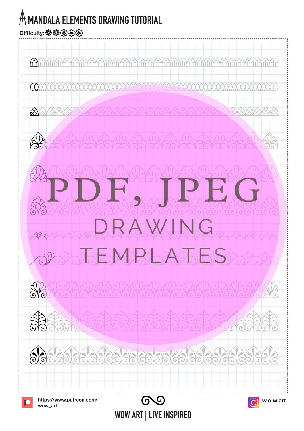 3.Einfache Muster-Übungsblätter Teil 1! Pdf, Jpeg. Mandala-Kunst, Digitalpapier, Sofort-Downloads, handgemacht, Kunsttherapie, Kalligrafie