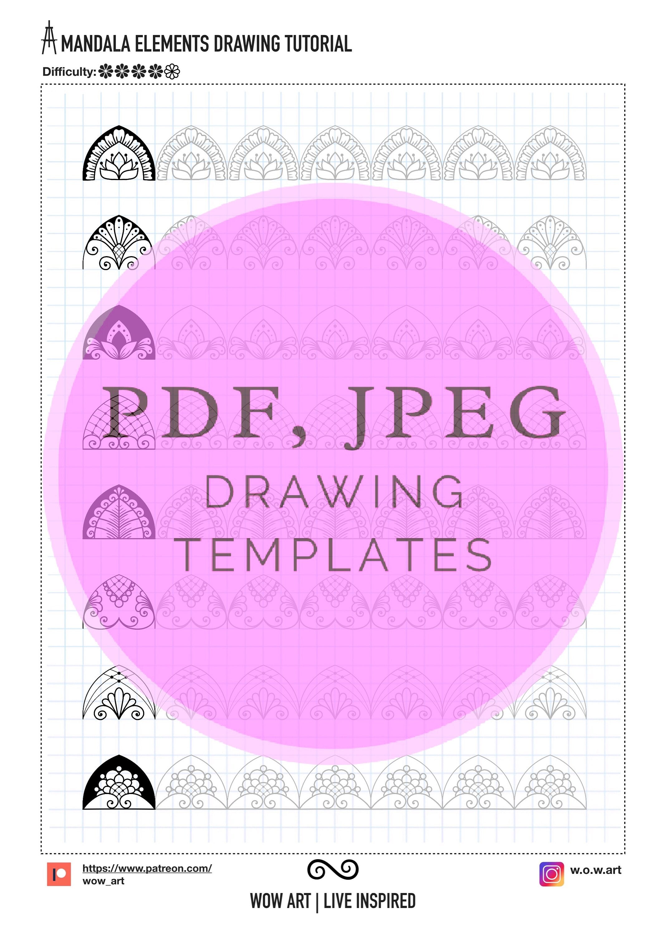 6. Fortgeschrittene Muster Trainingsblätter! Pdf, jpeg. Mandala-Kunst, Ornamente, digitales Papier, sofortige Downloads, handgemacht, Kunsttherapie, Kalligraphie