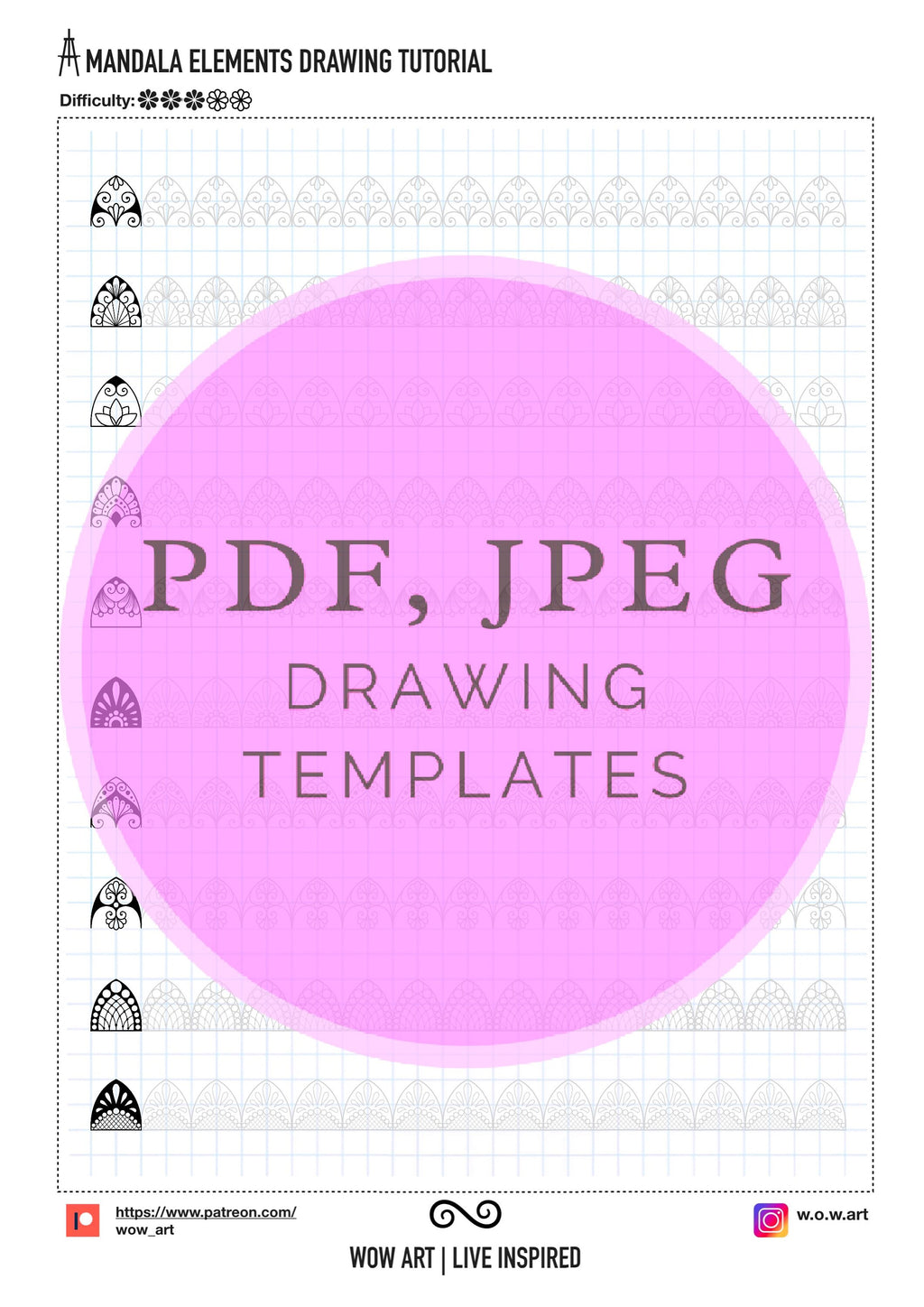 5.Trainingsblätter für grundlegende Muster! Pdf, Jpeg. Mandala-Kunst, Ornamente, digitales Papier, Sofort-Downloads, handgemacht, Kunsttherapie, Kalligrafie