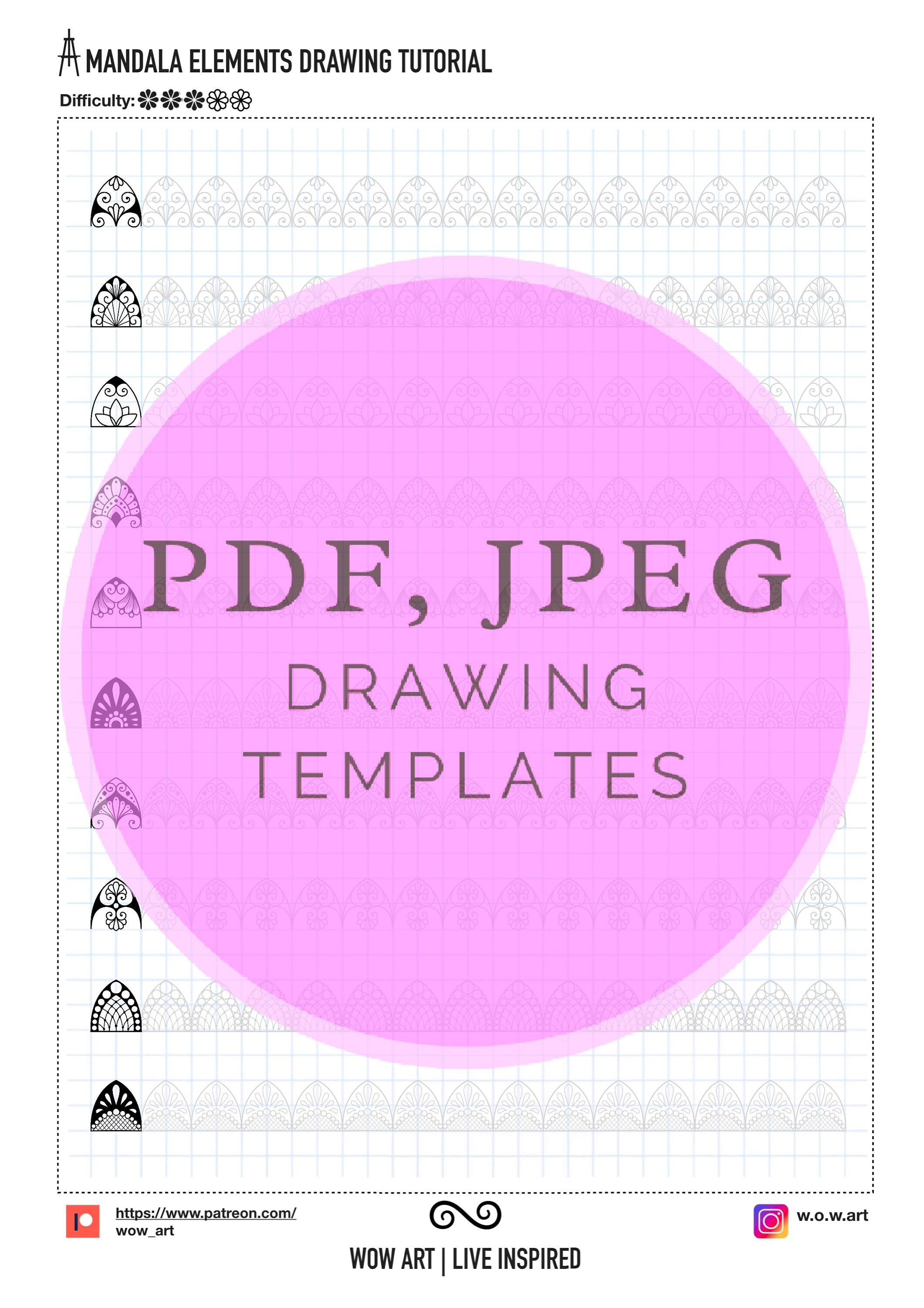 5.Trainingsblätter für grundlegende Muster! Pdf, Jpeg. Mandala-Kunst, Ornamente, digitales Papier, Sofort-Downloads, handgemacht, Kunsttherapie, Kalligrafie
