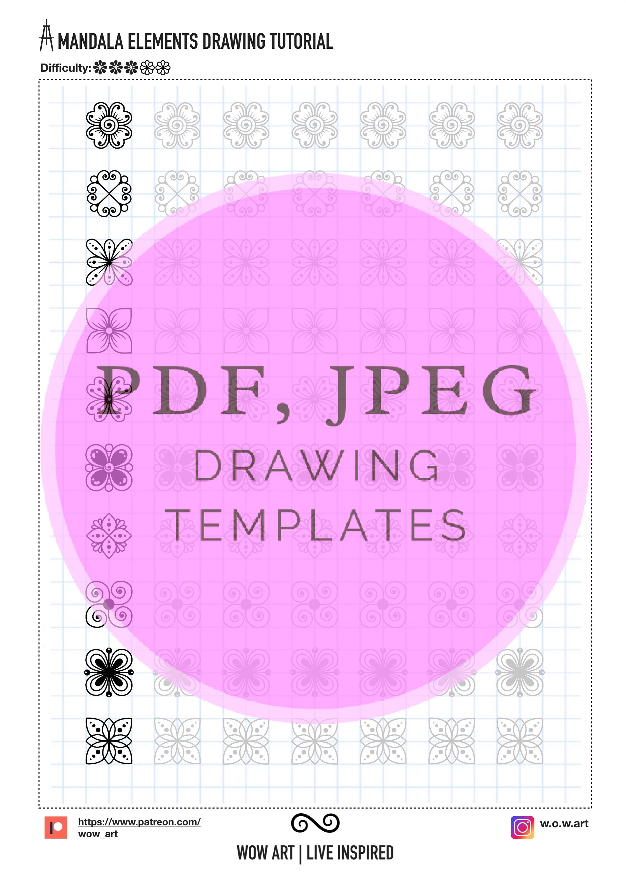19. 2x2 Zellen Muster-Übungsblätter!Pdf,jpeg. Mandala Kunst, DIY, digitales Papier, Sofort-Downloads, Lettering, Kunsttherapie, Kalligrafie