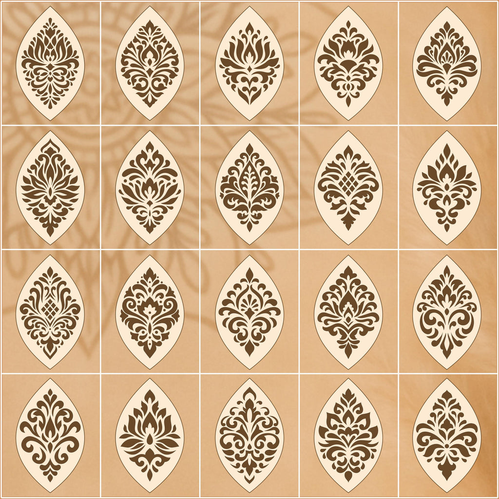 Flexibles Schablonen-Set #4: 20 aufwendige Designs in 3 Größen. Wiederverwendbare Schablonen für Mandalas, dekorative Muster, Dot Painting & DIY-Kunst