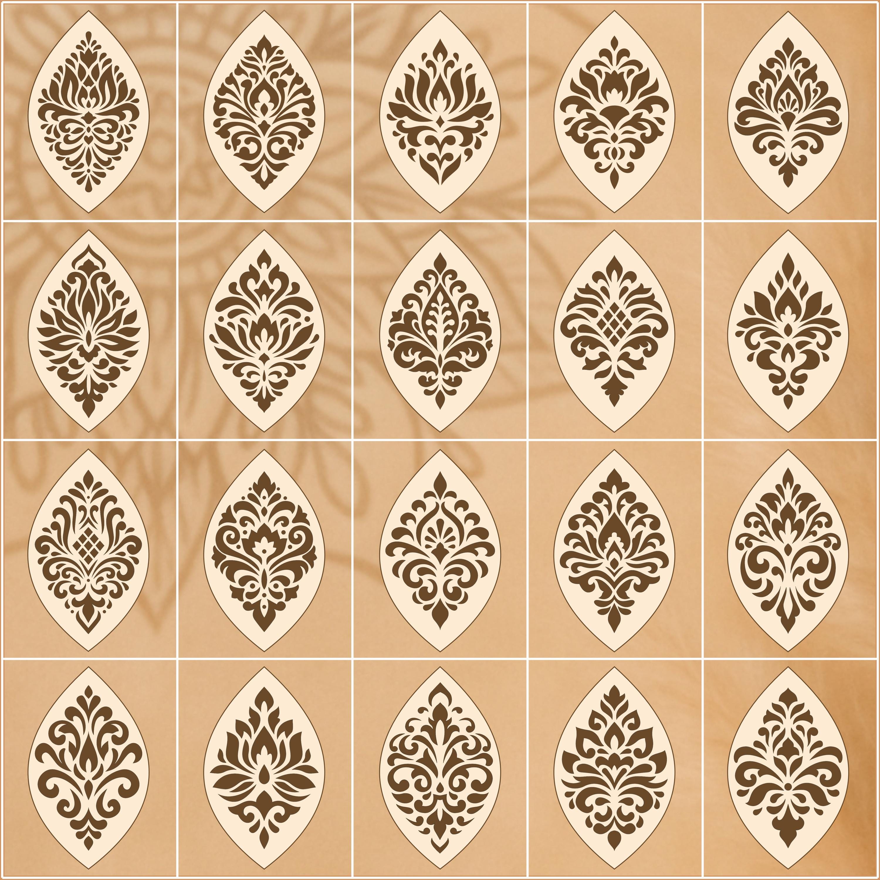 Flexibles Schablonen-Set #4: 20 aufwendige Designs in 3 Größen. Wiederverwendbare Schablonen für Mandalas, dekorative Muster, Dot Painting & DIY-Kunst