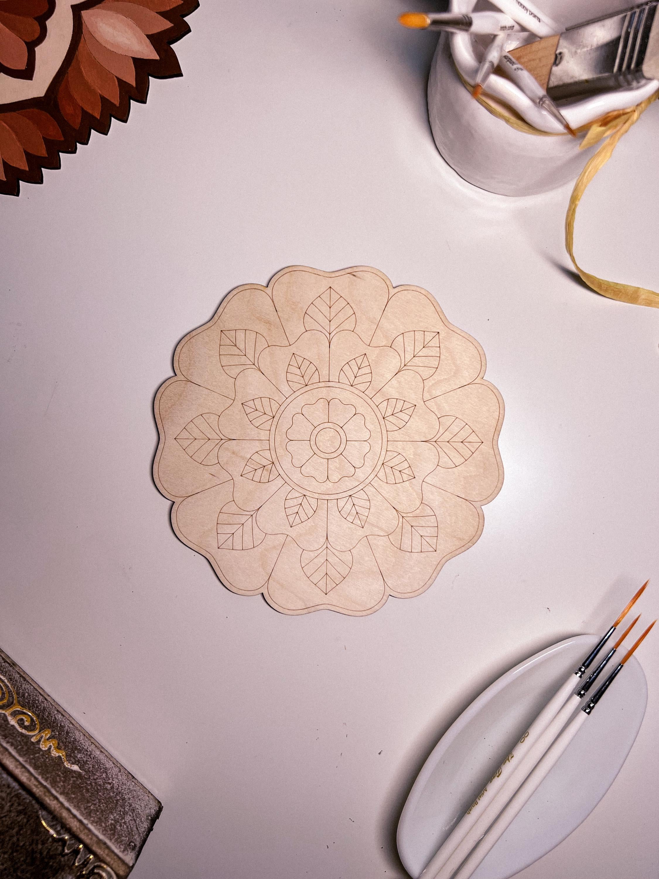 Wooden mandala for coloring, Art therapy, DIY craft, adult coloring, wall art, painting, home decor,easy drawing,coloring boards,mandala art