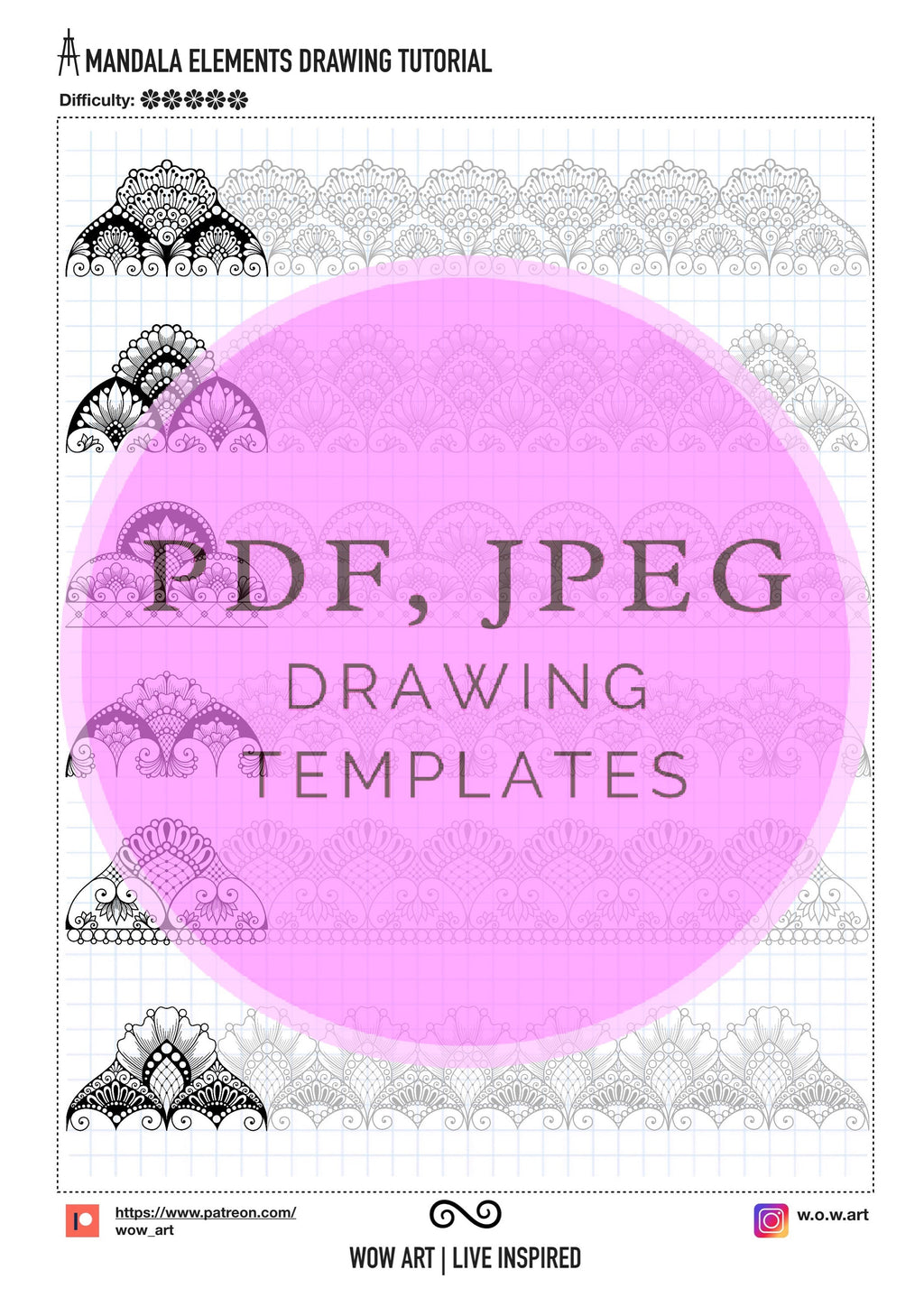 8. Übungsblätter für mehrreihige Muster! Pdf, Jpeg. Mandala-Kunst, Ornamente, digitales Papier, sofortige Downloads, handgemacht, Kunsttherapie, Kalligrafie