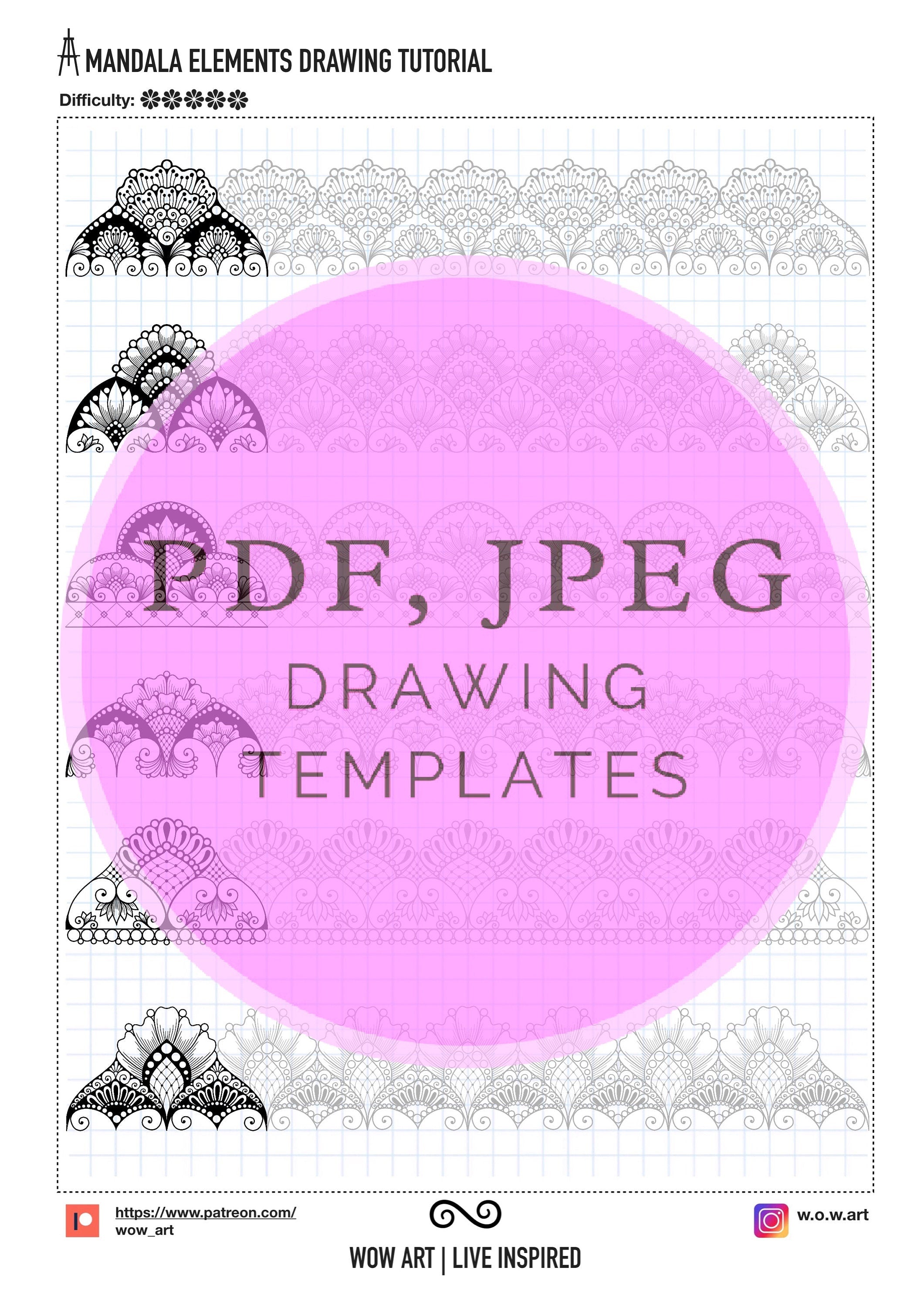 8. Übungsblätter für mehrreihige Muster! Pdf, Jpeg. Mandala-Kunst, Ornamente, digitales Papier, sofortige Downloads, handgemacht, Kunsttherapie, Kalligrafie