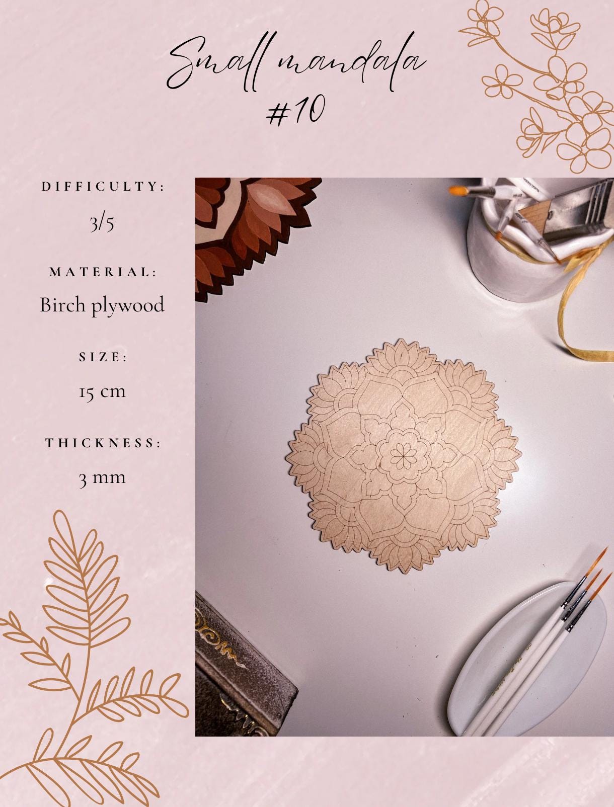 Wooden mandala for coloring, Art therapy, DIY craft, adult coloring, wall art, painting, home decor,easy drawing,coloring boards,mandala art