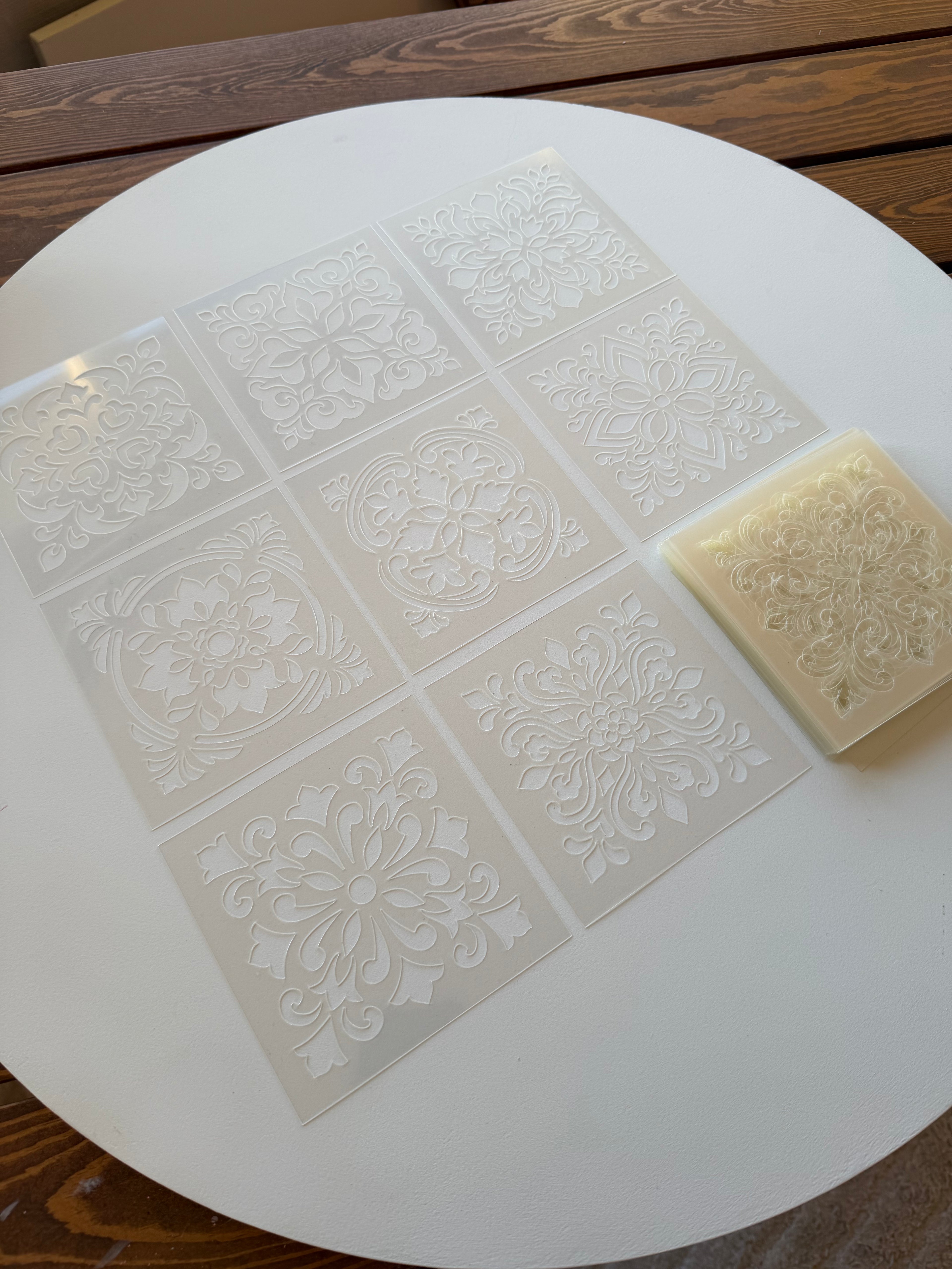 Tile Stencils | Reusable Flexible Floor & Wall Stencils | 48 Designs, 4 Sets | 4x4 to 16x16 Inch, DIY, home decor, painting, art, craft.