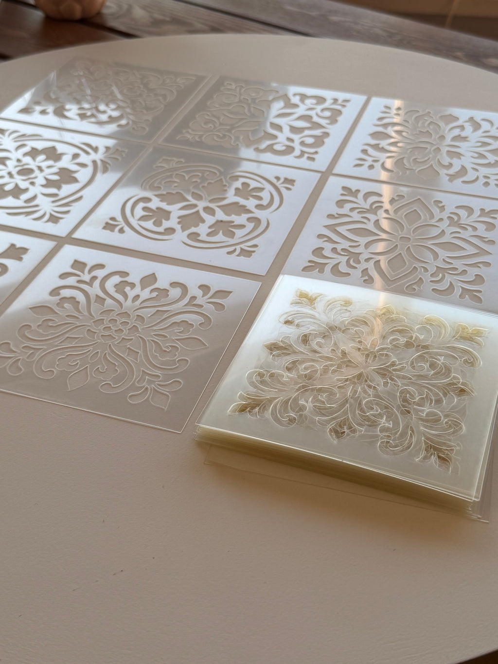 Tile Stencils | Reusable Flexible Floor & Wall Stencils | 48 Designs, 4 Sets | 4x4 to 16x16 Inch, DIY, home decor, painting, art, craft.
