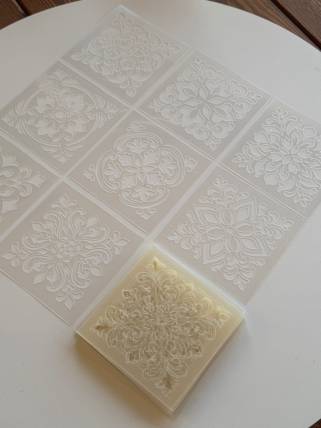 Tile Stencils | Reusable Flexible Floor & Wall Stencils | 48 Designs, 4 Sets | 4x4 to 16x16 Inch, DIY, home decor, painting, art, craft.