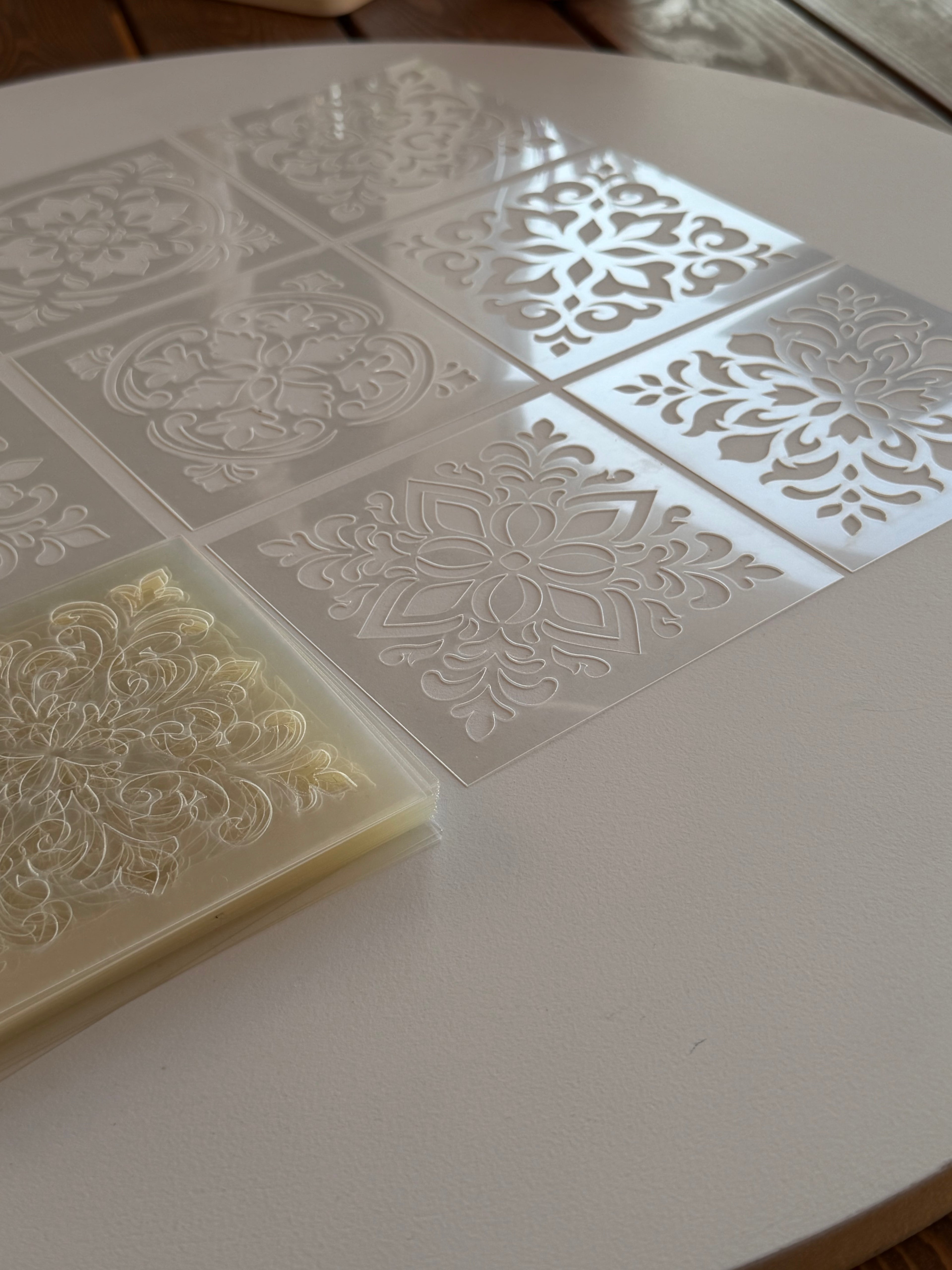 Tile Stencils | Reusable Flexible Floor & Wall Stencils | 48 Designs, 4 Sets | 4x4 to 16x16 Inch, DIY, home decor, painting, art, craft.