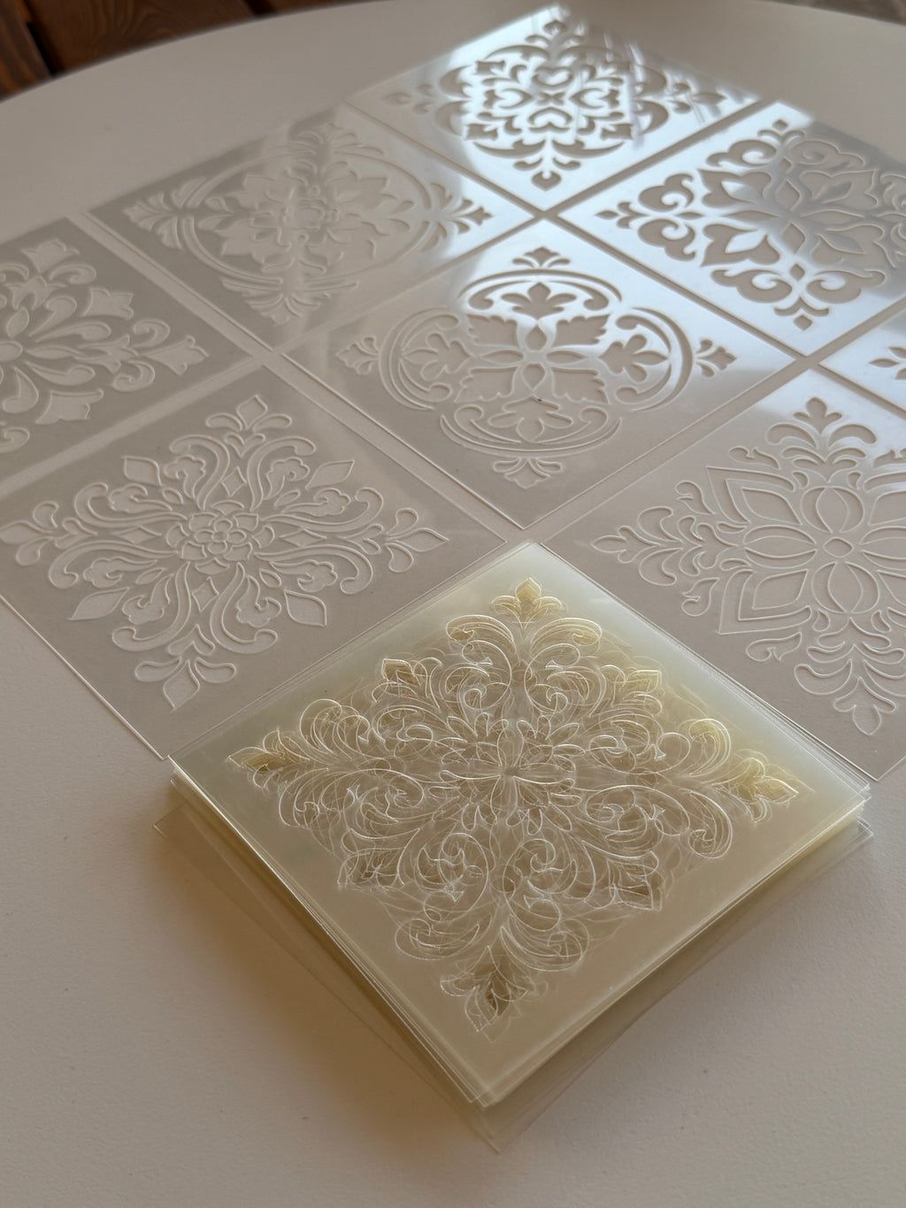Tile Stencils | Reusable Flexible Floor & Wall Stencils | 48 Designs, 4 Sets | 4x4 to 16x16 Inch, DIY, home decor, painting, art, craft.