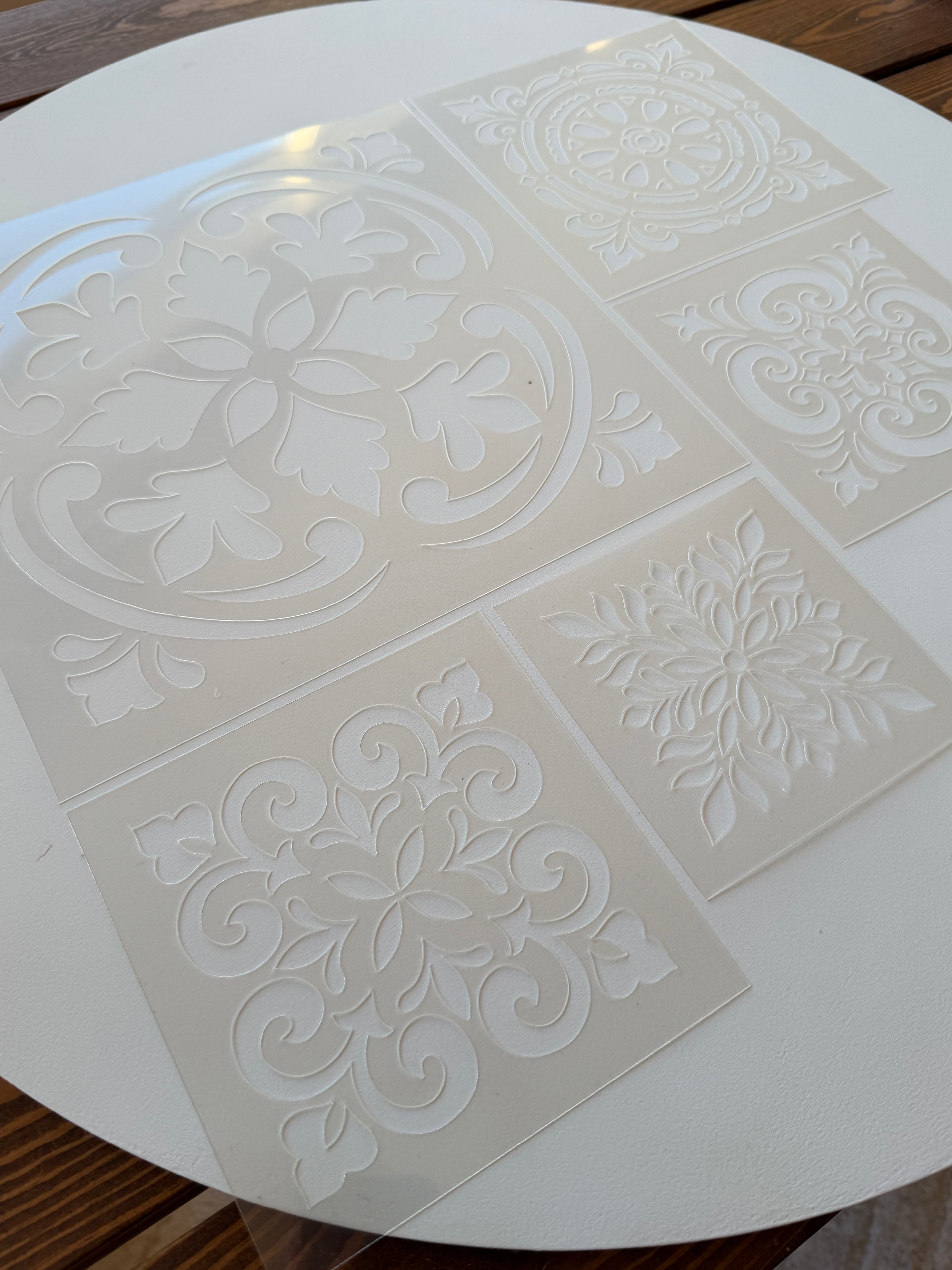 Tile Stencils | Reusable Flexible Floor & Wall Stencils | 48 Designs, 4 Sets | 4x4 to 16x16 Inch, DIY, home decor, painting, art, craft.