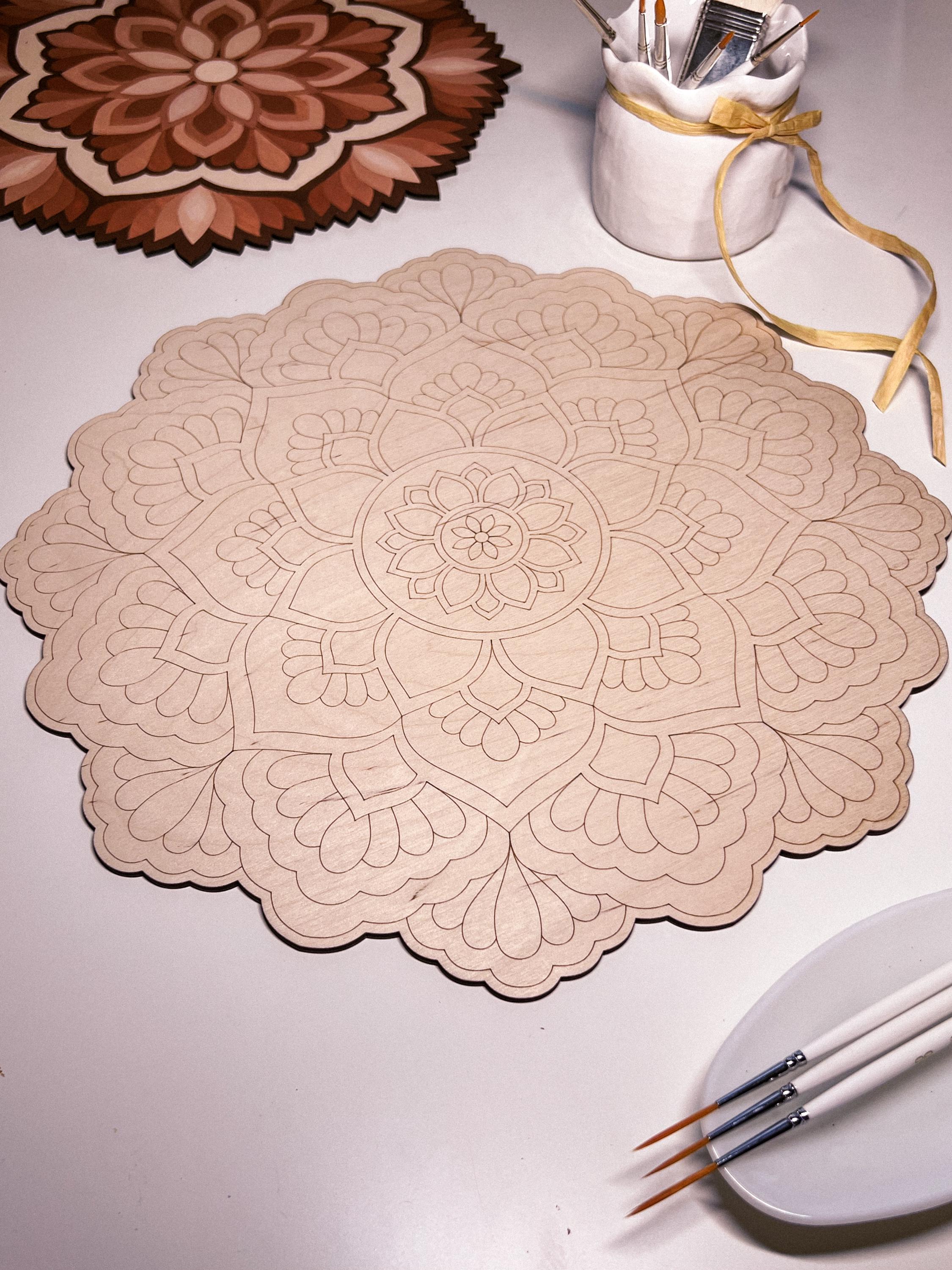 Hölzernes Mandala zum Ausmalen, Kunsttherapie, Bastelset, Malen für Erwachsene, Wandkunst, Malerei, Heimdekoration, einfache Zeichnung, Malbretter, Mandala-Kunst