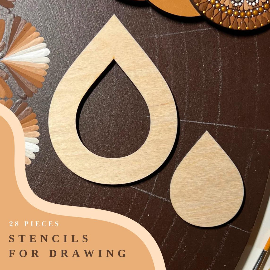 Zeichenschablonen, Dot-Art-Werkzeuge, Holzformen, Mandala-Kunstzubehör, Pauschablonen, Musterbildung, geometrische Figuren, Zeichenset