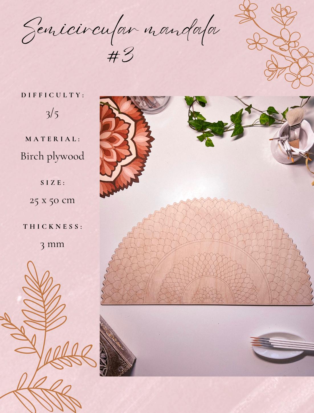 Set aus allen 5 halbkreisförmigen Holz-Mandalas zum Ausmalen, Kunsttherapie, DIY-Basteln, Ausmalen für Erwachsene, Wandkunst, Malerei, Heimdekoration, Ausmalbretter