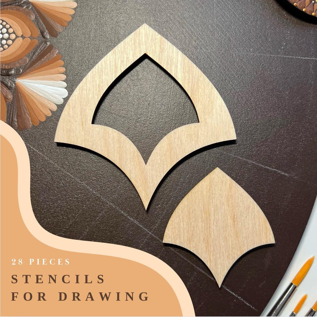 Schablonen zum Zeichnen, Dot-Painting-Werkzeuge, Holzformen, Mandala-Kunstzubehör, Nachziehschablonen, Mustergestaltung, geometrische Figuren, Nachziehset