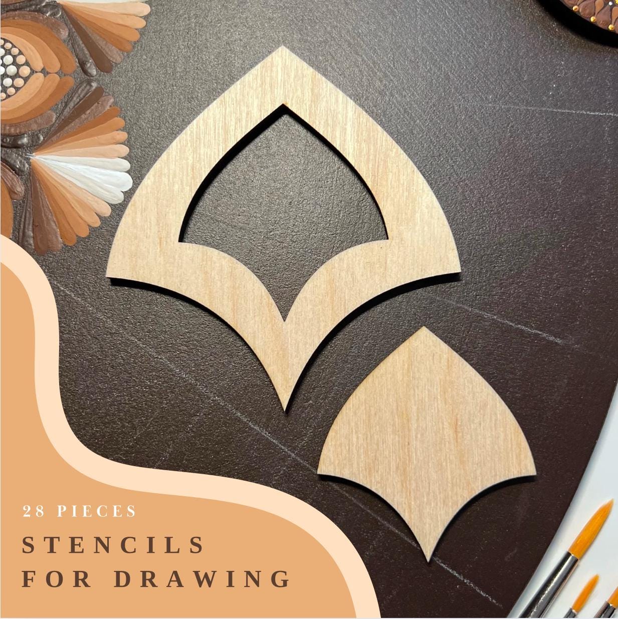 Schablonen zum Zeichnen, Dot-Painting-Werkzeuge, Holzformen, Mandala-Kunstzubehör, Nachziehschablonen, Mustergestaltung, geometrische Figuren, Nachziehset