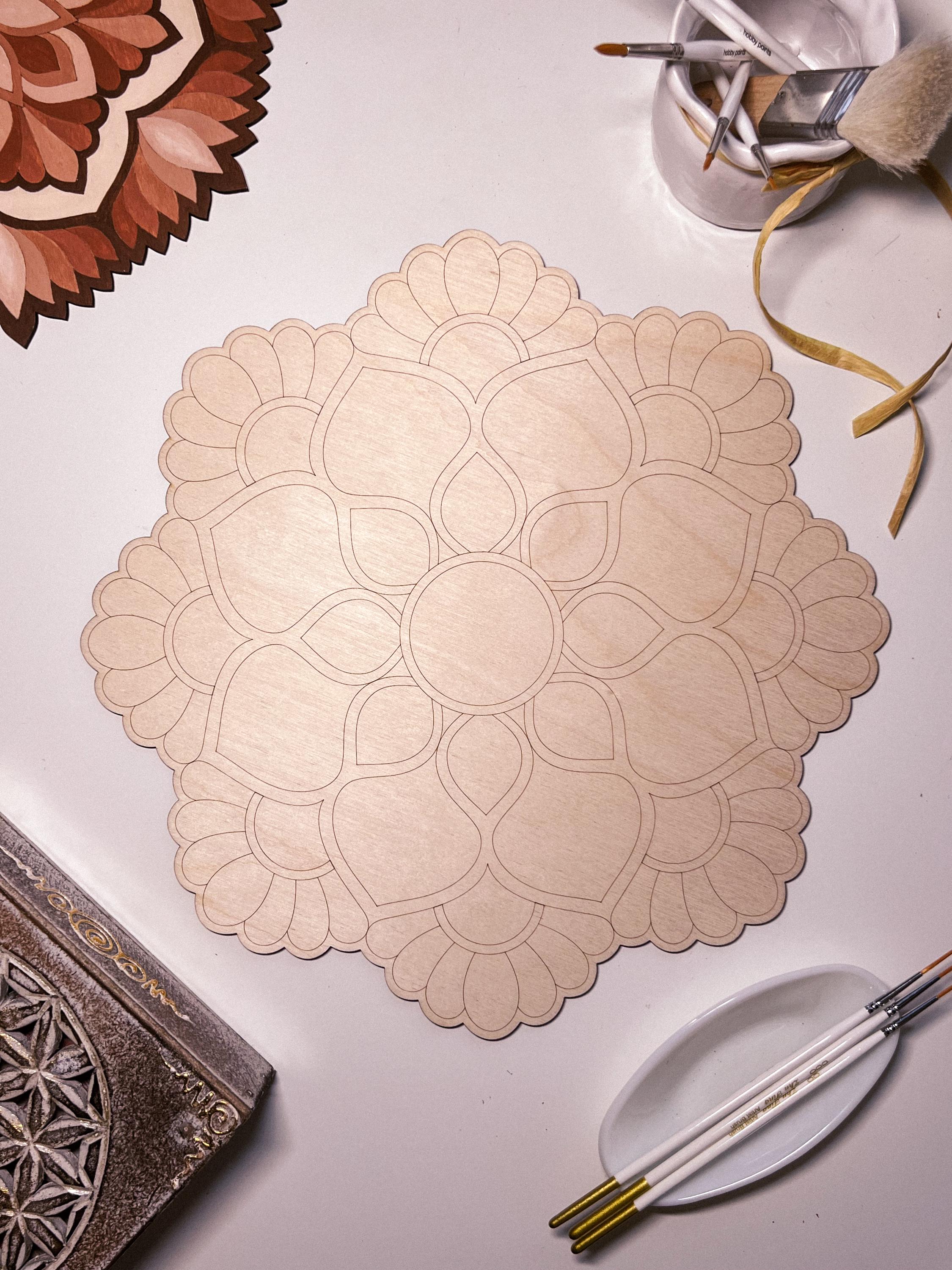 Wooden mandala for coloring, Art therapy, DIY craft, adult coloring, wall art, painting, home decor,easy drawing,coloring boards,mandala art