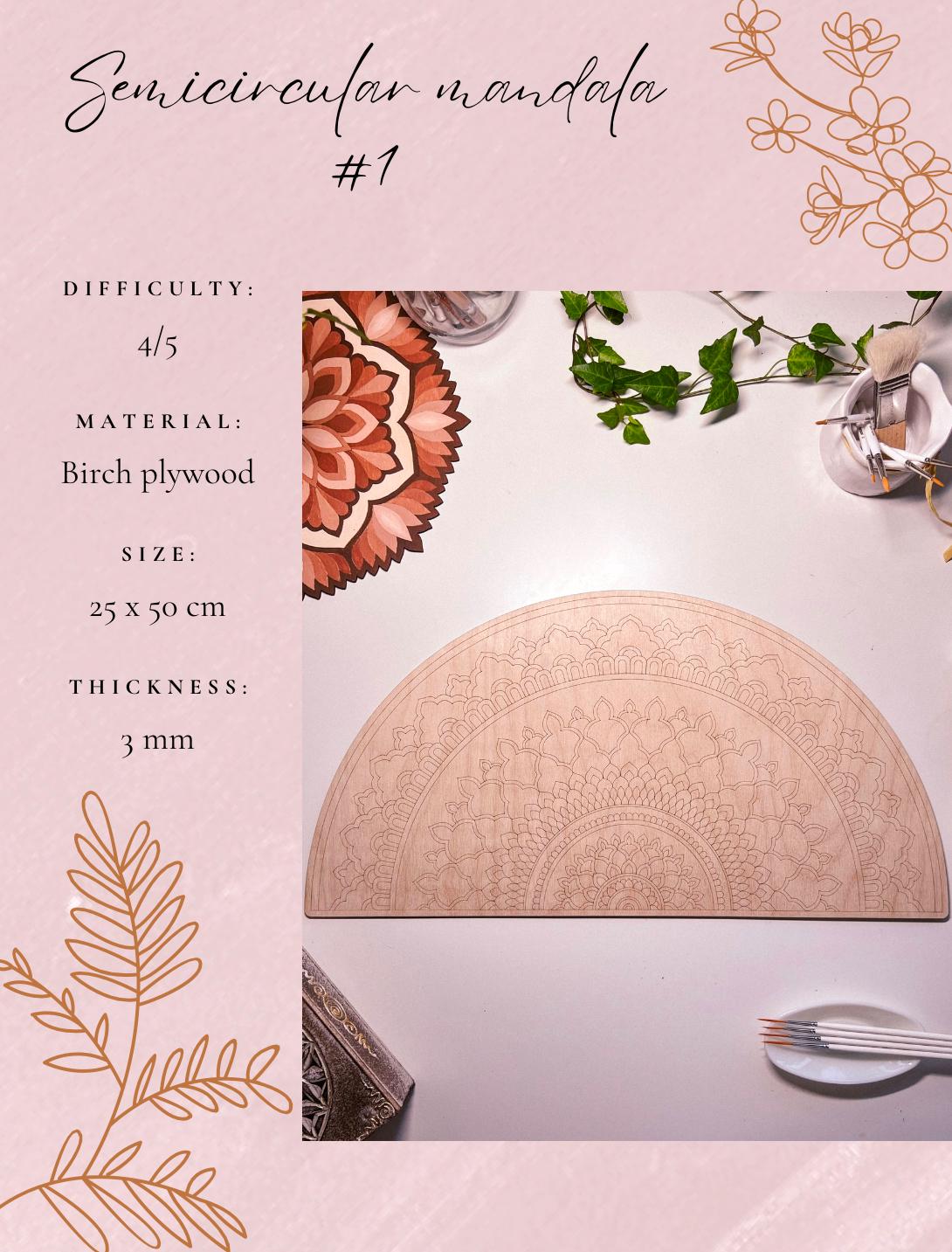 Set aus allen 5 halbkreisförmigen Holz-Mandalas zum Ausmalen, Kunsttherapie, DIY-Basteln, Ausmalen für Erwachsene, Wandkunst, Malerei, Heimdekoration, Ausmalbretter