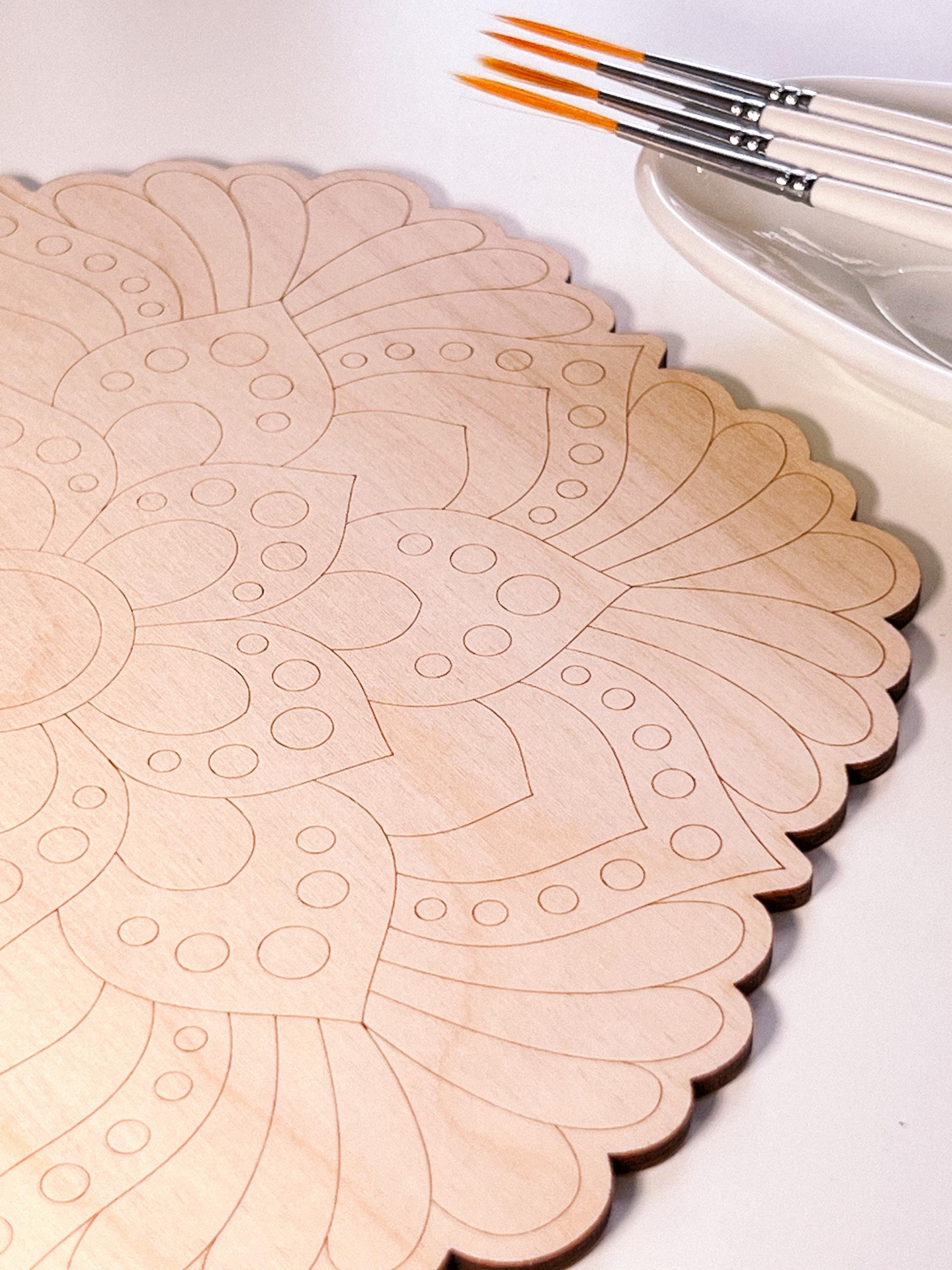 Holzmandala zum Ausmalen, Kunsttherapie, Basteln, Malen für Erwachsene, Wandkunst, Malerei, Heimdekoration, einfaches Zeichnen, Malvorlagen, Mandala-Kunst