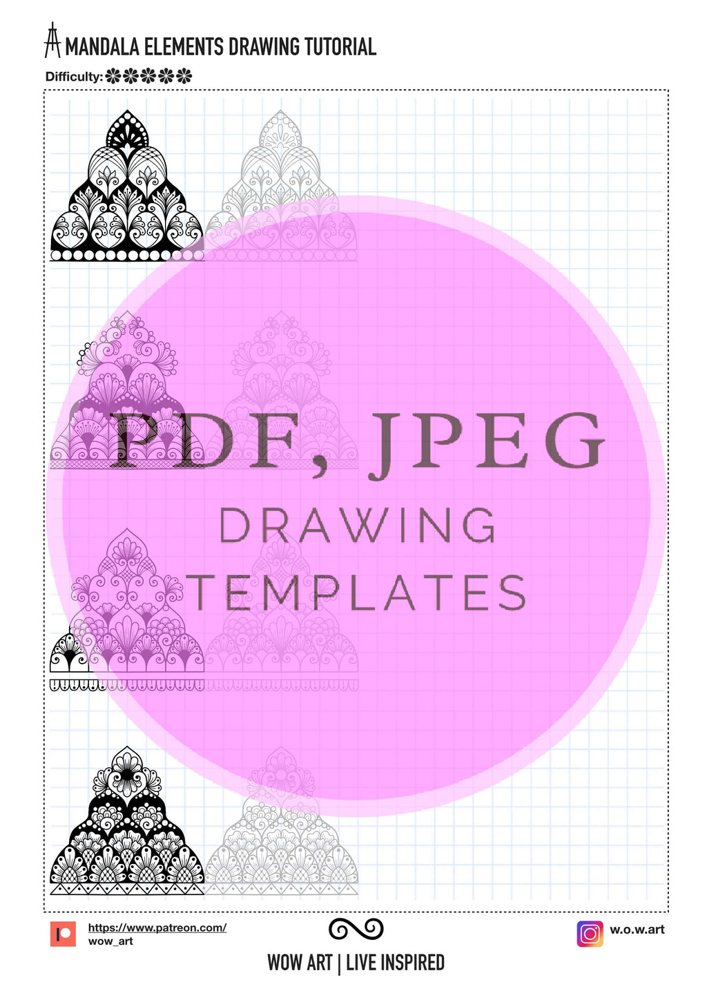 8. Übungsblätter für mehrreihige Muster! Pdf, Jpeg. Mandala-Kunst, Ornamente, digitales Papier, sofortige Downloads, handgemacht, Kunsttherapie, Kalligrafie