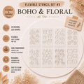 Flexibles Schablonen-Set #3: 30 Boho- & Blumen-Designs, 220 Formen | Wiederverwendbare Schablonen für Mandala, Dot Painting, DIY, Basteln, Zeichnen, Dekor