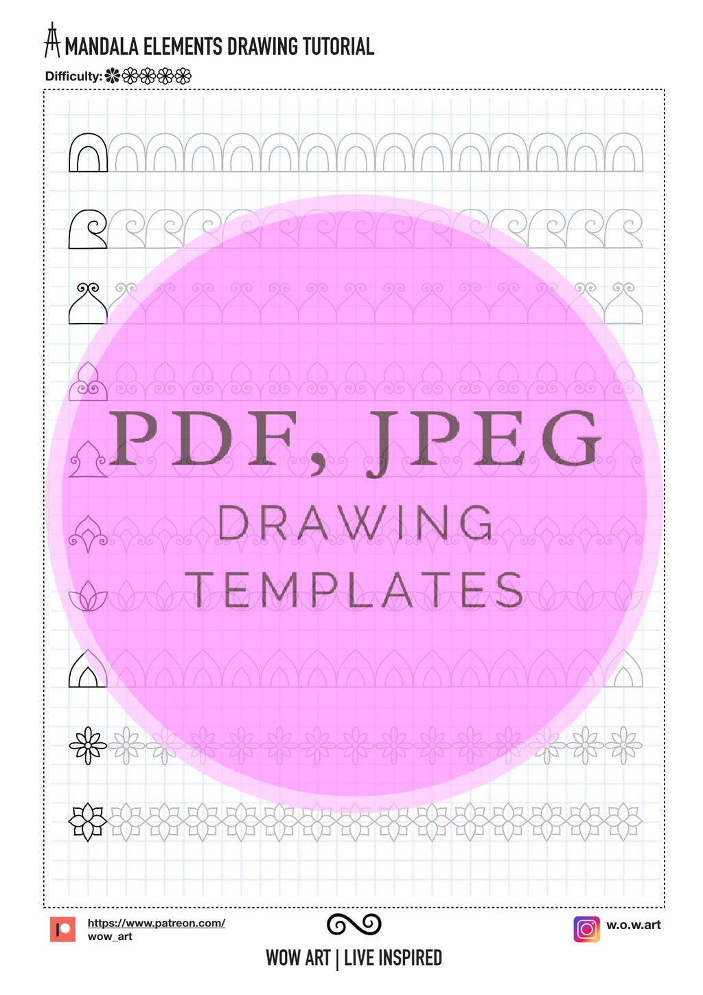 1.Einfachste Muster-Übungsblätter für Anfänger! Pdf,jpeg.Mandala Kunst, digitales Papier, sofortige Downloads, handgemacht, Kunsttherapie, Kalligrafie