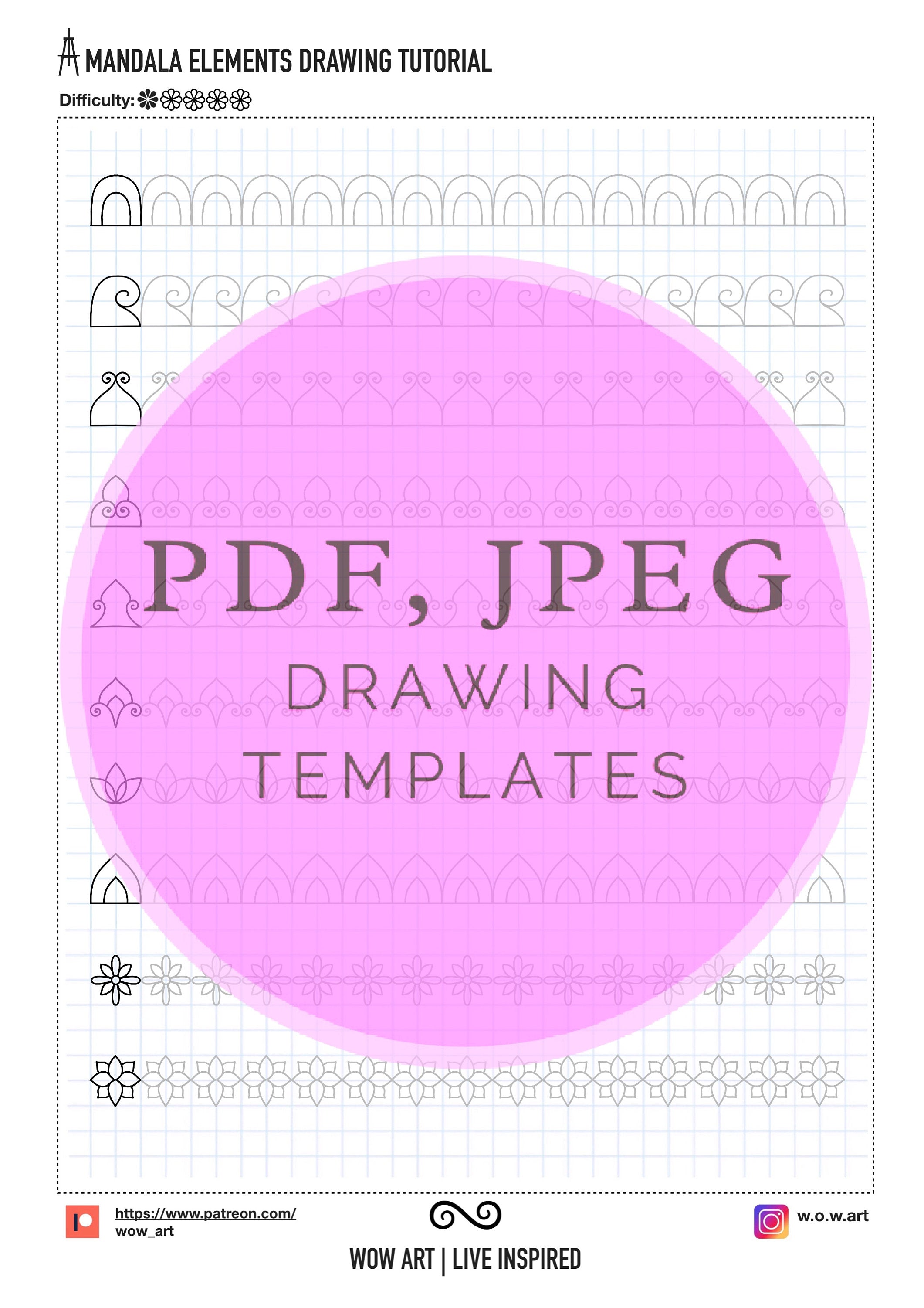1.Einfachste Muster-Übungsblätter für Anfänger! Pdf,jpeg.Mandala Kunst, digitales Papier, sofortige Downloads, handgemacht, Kunsttherapie, Kalligrafie