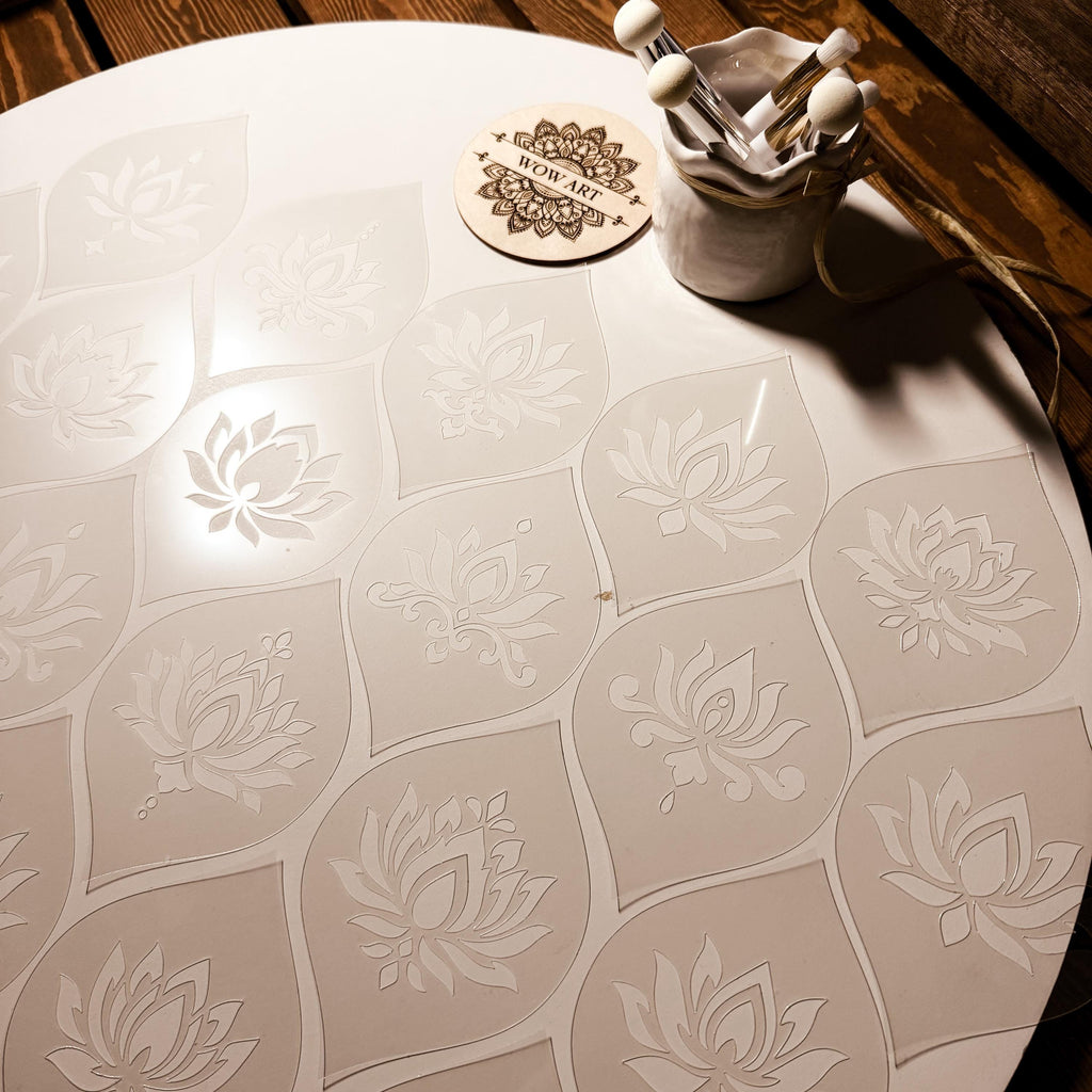Lotus-Schablonen-Set #7 | Wiederverwendbare flexible Kunststoffschablonen | Halbtransparente Mandala-Vorlagen | Punktmalerei | 21 Designs/3 Größen | DIY