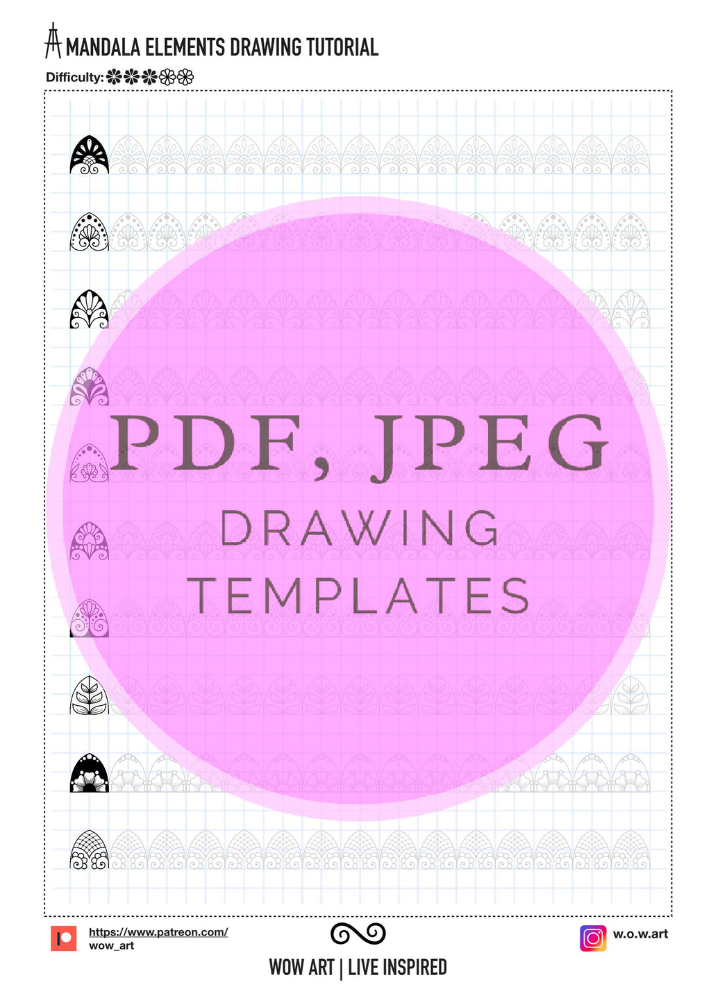 5.Trainingsblätter für grundlegende Muster! Pdf, Jpeg. Mandala-Kunst, Ornamente, digitales Papier, Sofort-Downloads, handgemacht, Kunsttherapie, Kalligrafie