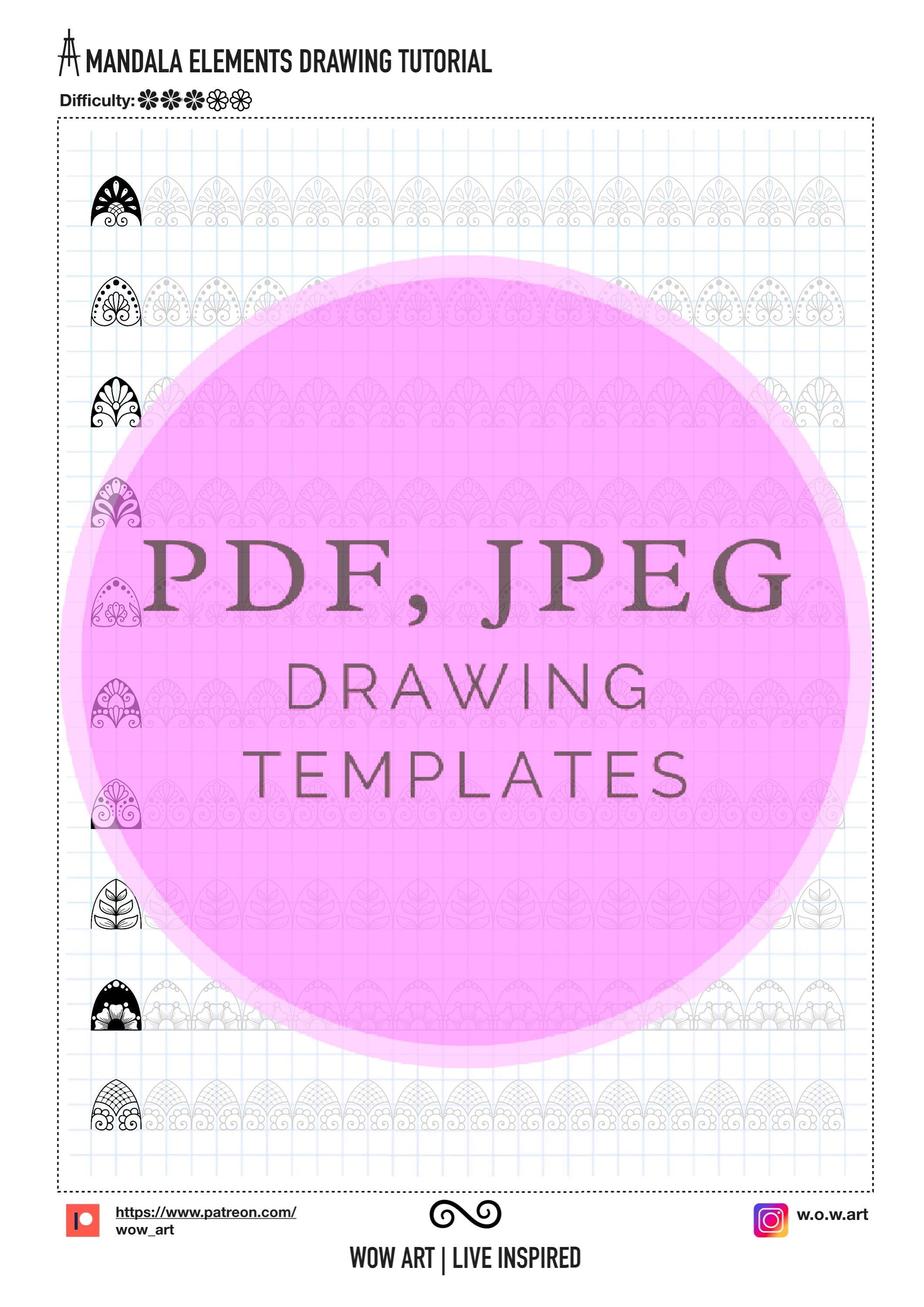 5.Trainingsblätter für grundlegende Muster! Pdf, Jpeg. Mandala-Kunst, Ornamente, digitales Papier, Sofort-Downloads, handgemacht, Kunsttherapie, Kalligrafie