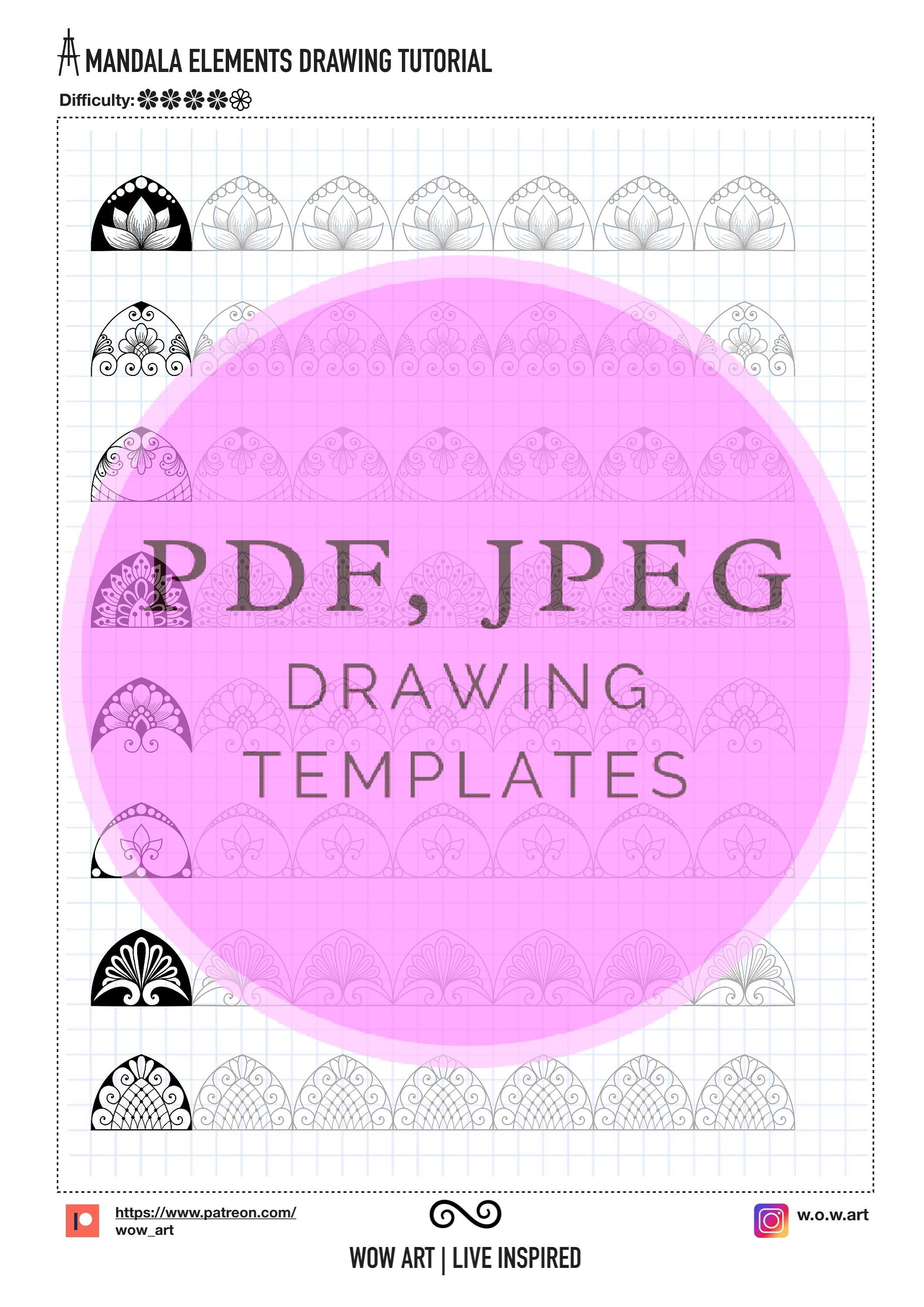 6. Fortgeschrittene Muster Trainingsblätter! Pdf, jpeg. Mandala-Kunst, Ornamente, digitales Papier, sofortige Downloads, handgemacht, Kunsttherapie, Kalligraphie