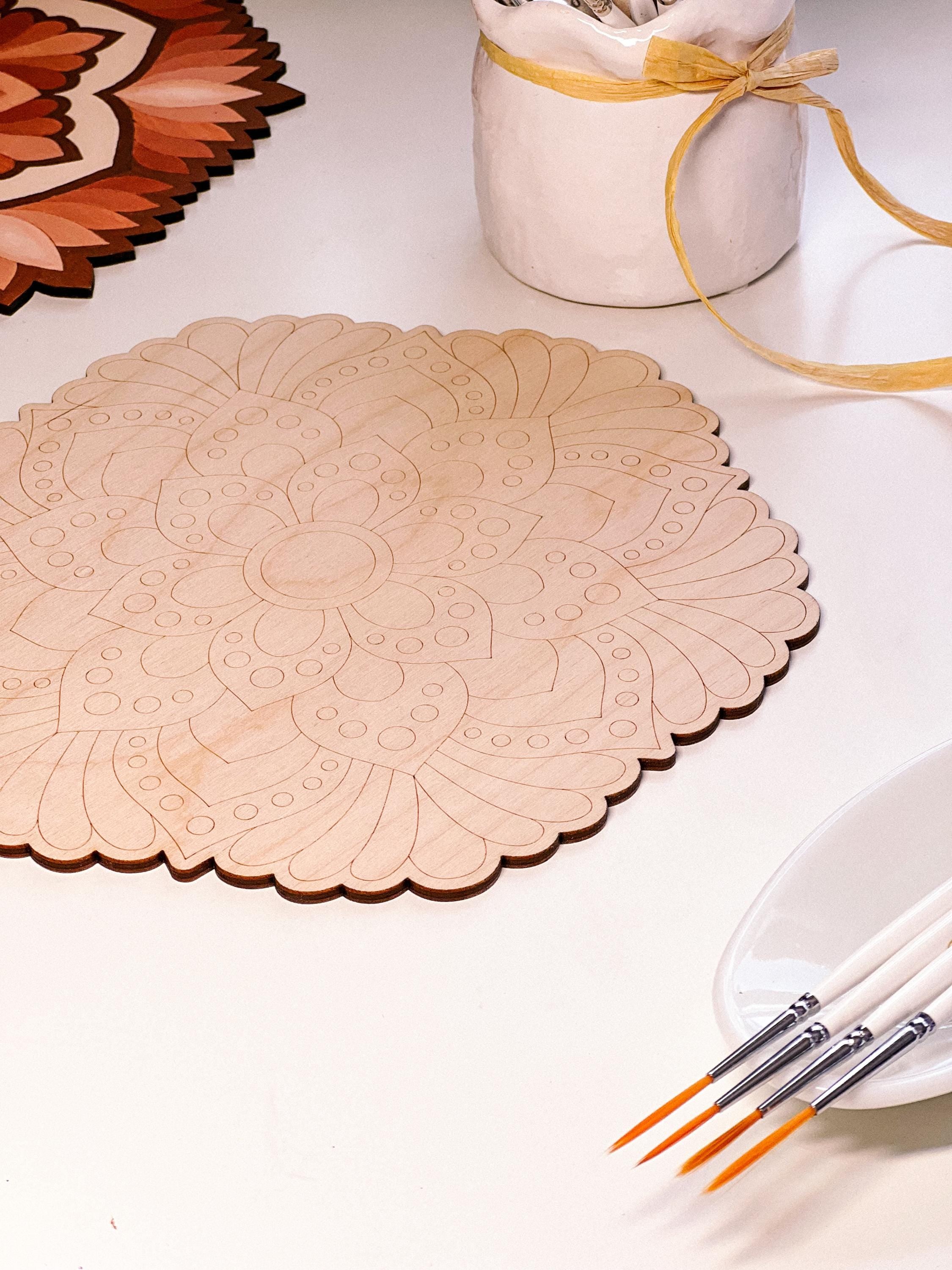 Holzmandala zum Ausmalen, Kunsttherapie, Basteln, Malen für Erwachsene, Wandkunst, Malerei, Heimdekoration, einfaches Zeichnen, Malvorlagen, Mandala-Kunst