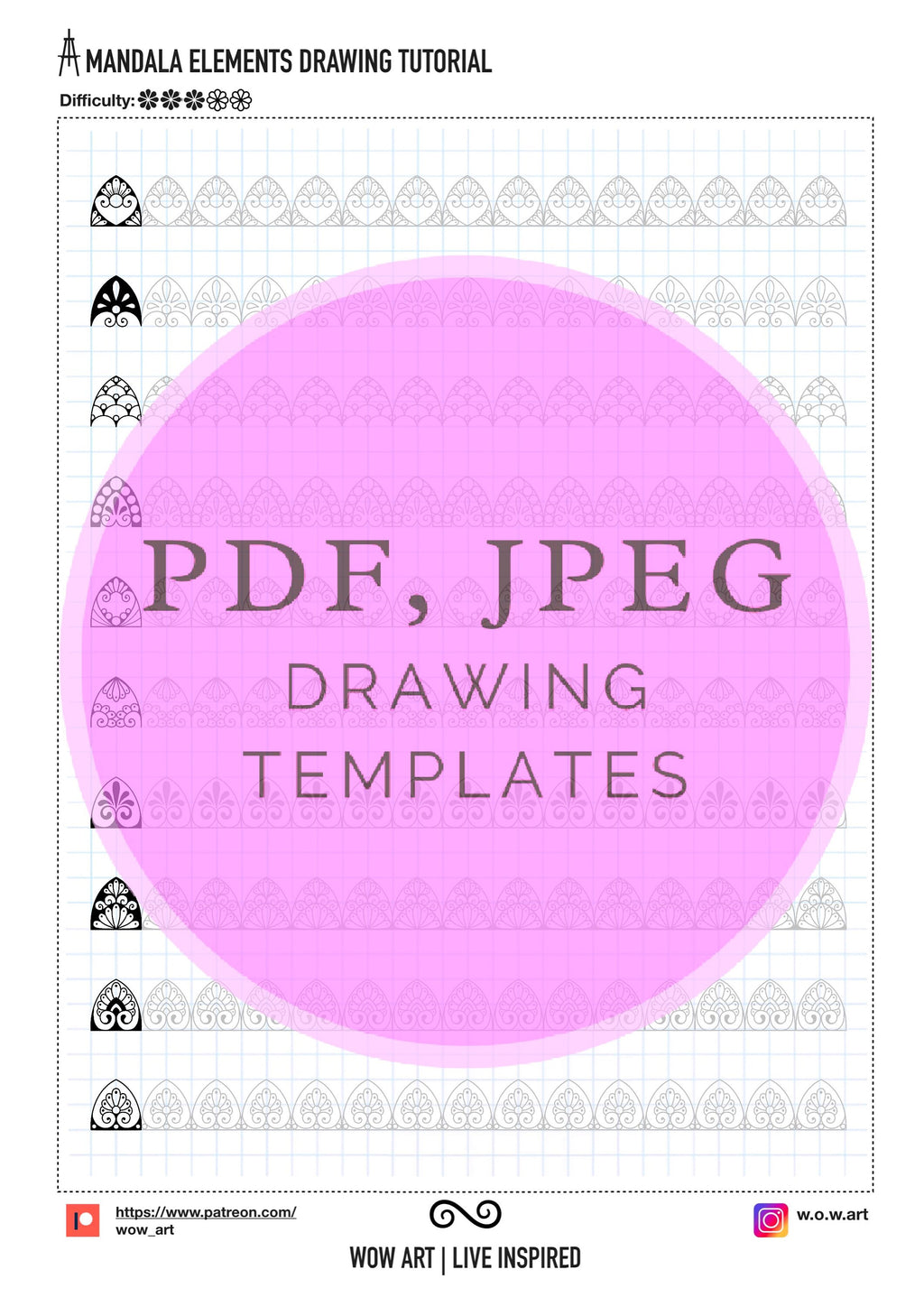 5.Trainingsblätter für grundlegende Muster! Pdf, Jpeg. Mandala-Kunst, Ornamente, digitales Papier, Sofort-Downloads, handgemacht, Kunsttherapie, Kalligrafie