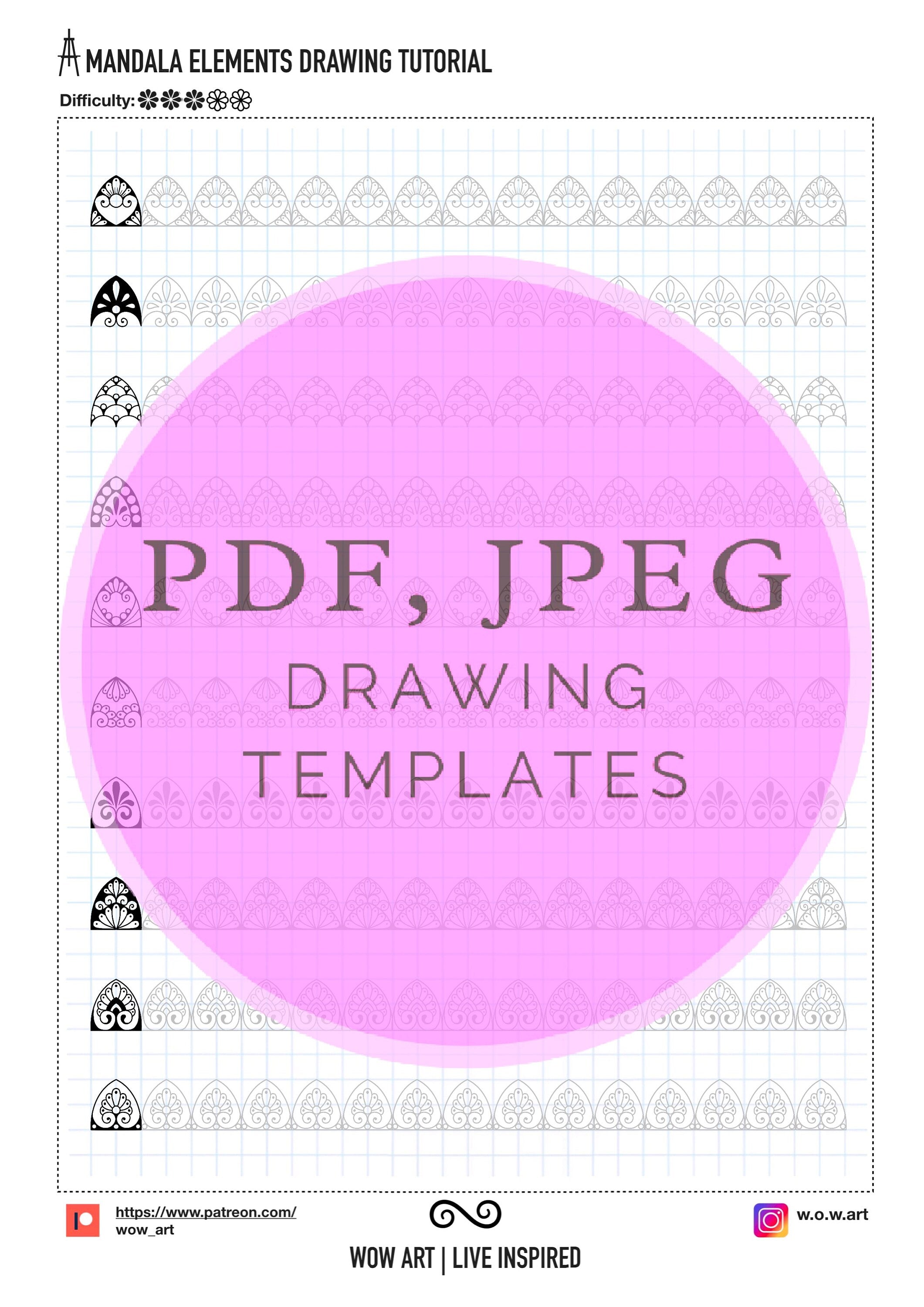 5.Trainingsblätter für grundlegende Muster! Pdf, Jpeg. Mandala-Kunst, Ornamente, digitales Papier, Sofort-Downloads, handgemacht, Kunsttherapie, Kalligrafie