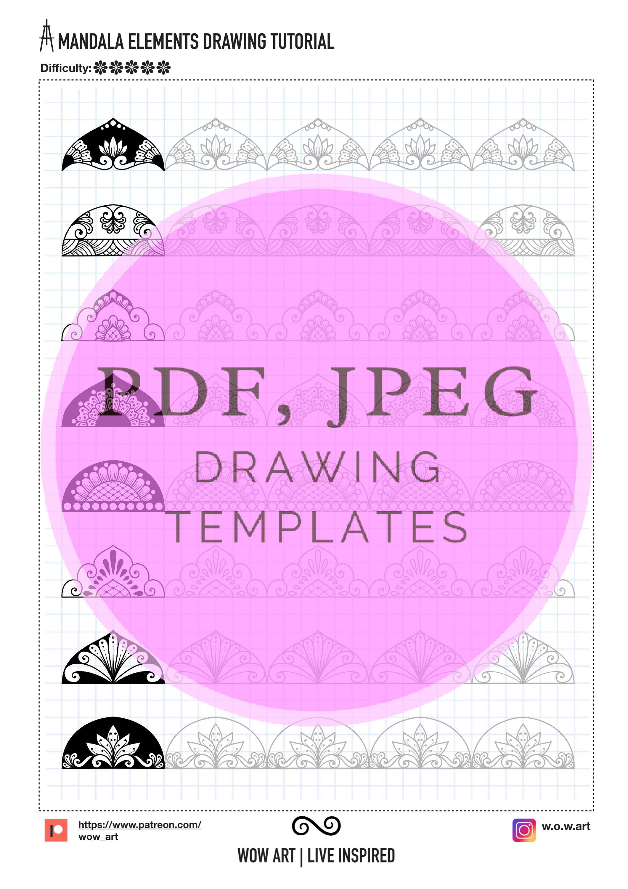 7. Trainingsblätter für komplizierte Muster! Pdf, jpeg. Mandala-Kunst, Ornamente, digitales Papier, Sofort-Downloads, handgemacht, Kunsttherapie, Kalligrafie