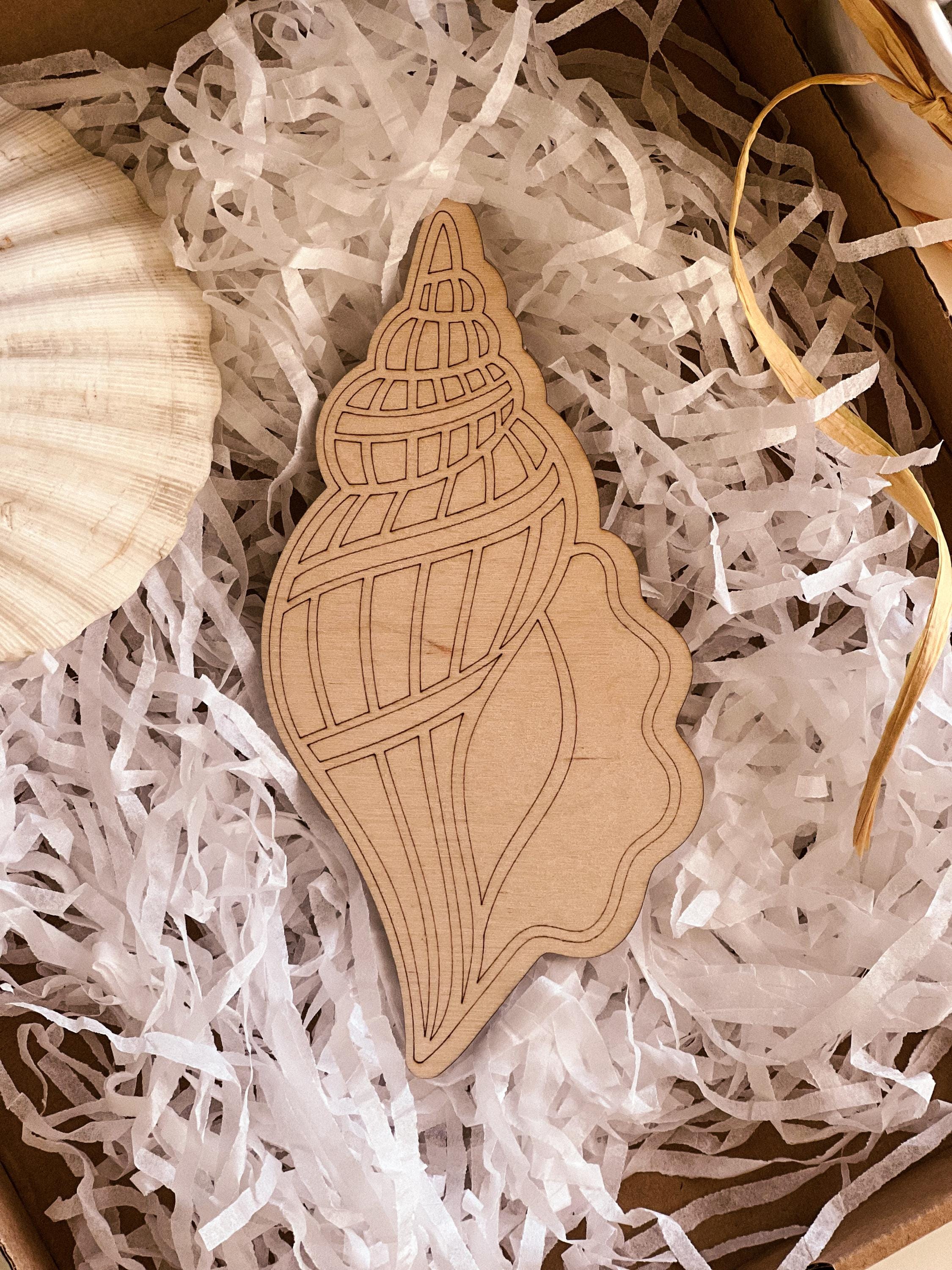 Holzmuschel-Malfarben-Set, DIY-Malfarben-Set, Holzhandwerksformen, Holzspielzeug, Meerestiere, Zeichnung, Wandkunst, Malen für Erwachsene, Kunsttherapie, Boho